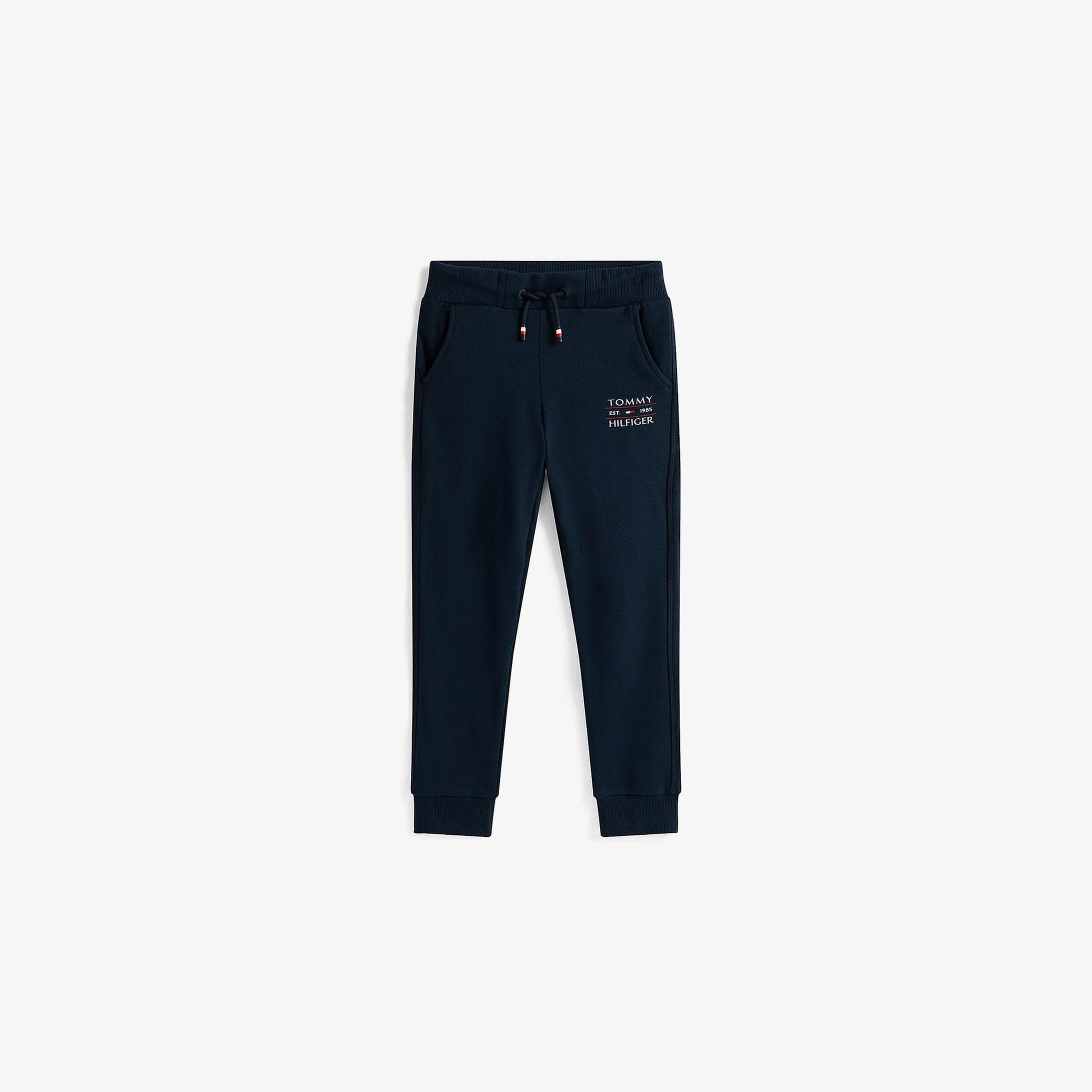 Tommy Hilfiger Cuffed Leg Logo Çocuk Siyah Eşofman Altı