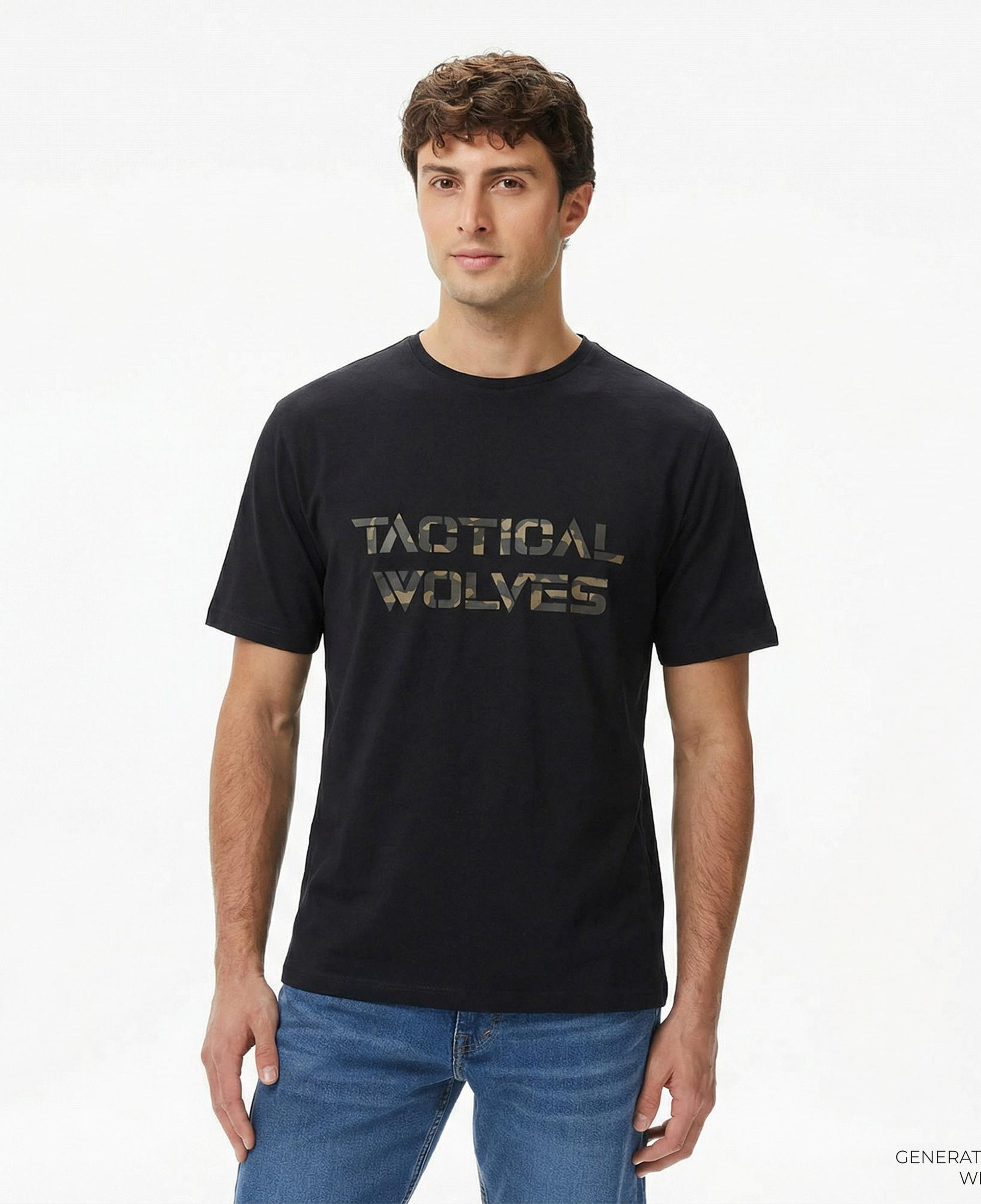 Tactical Wolves Classic Erkek Siyah T-Shirt