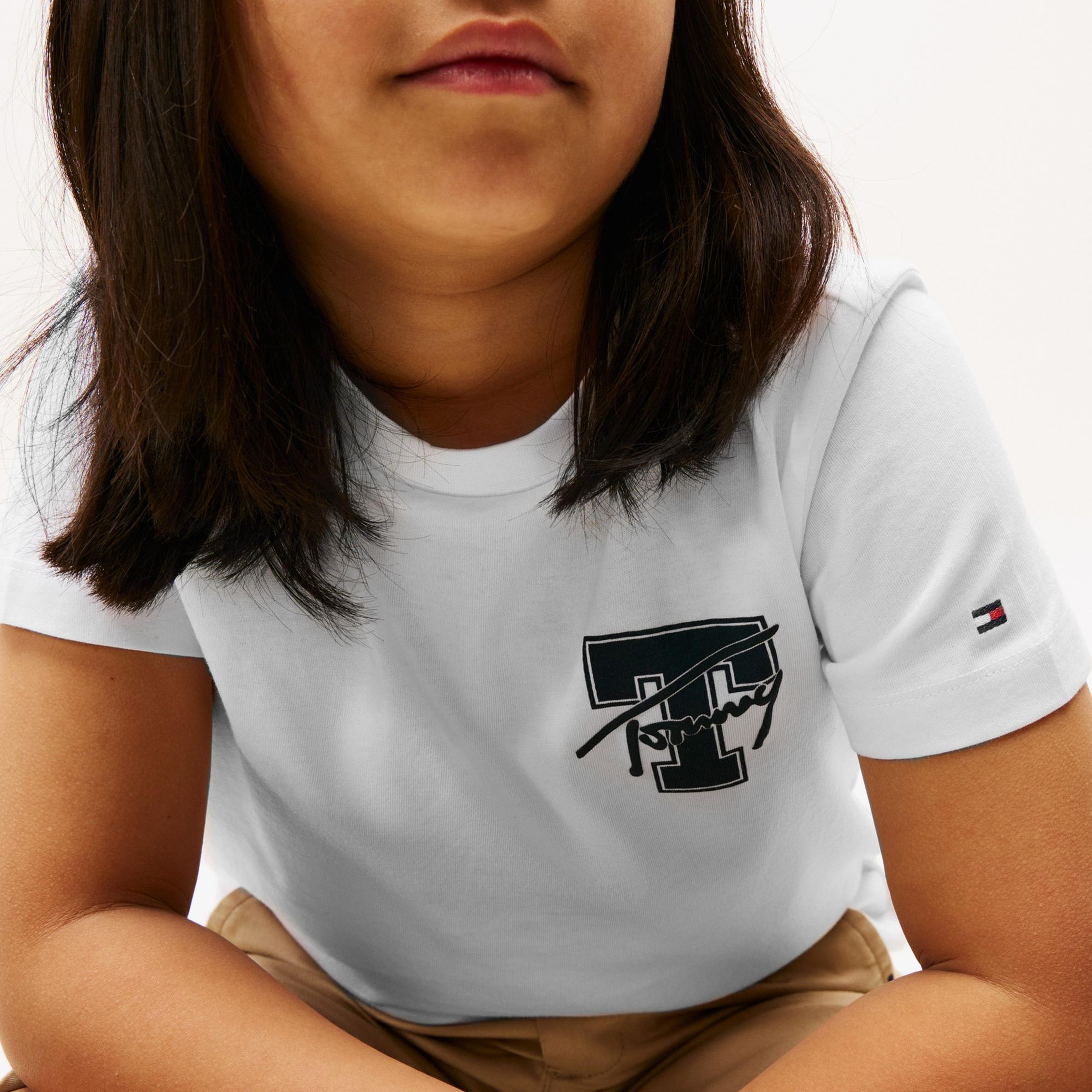 Tommy Hilfiger Varsity Graphic Çocuk Beyaz T-Shirt