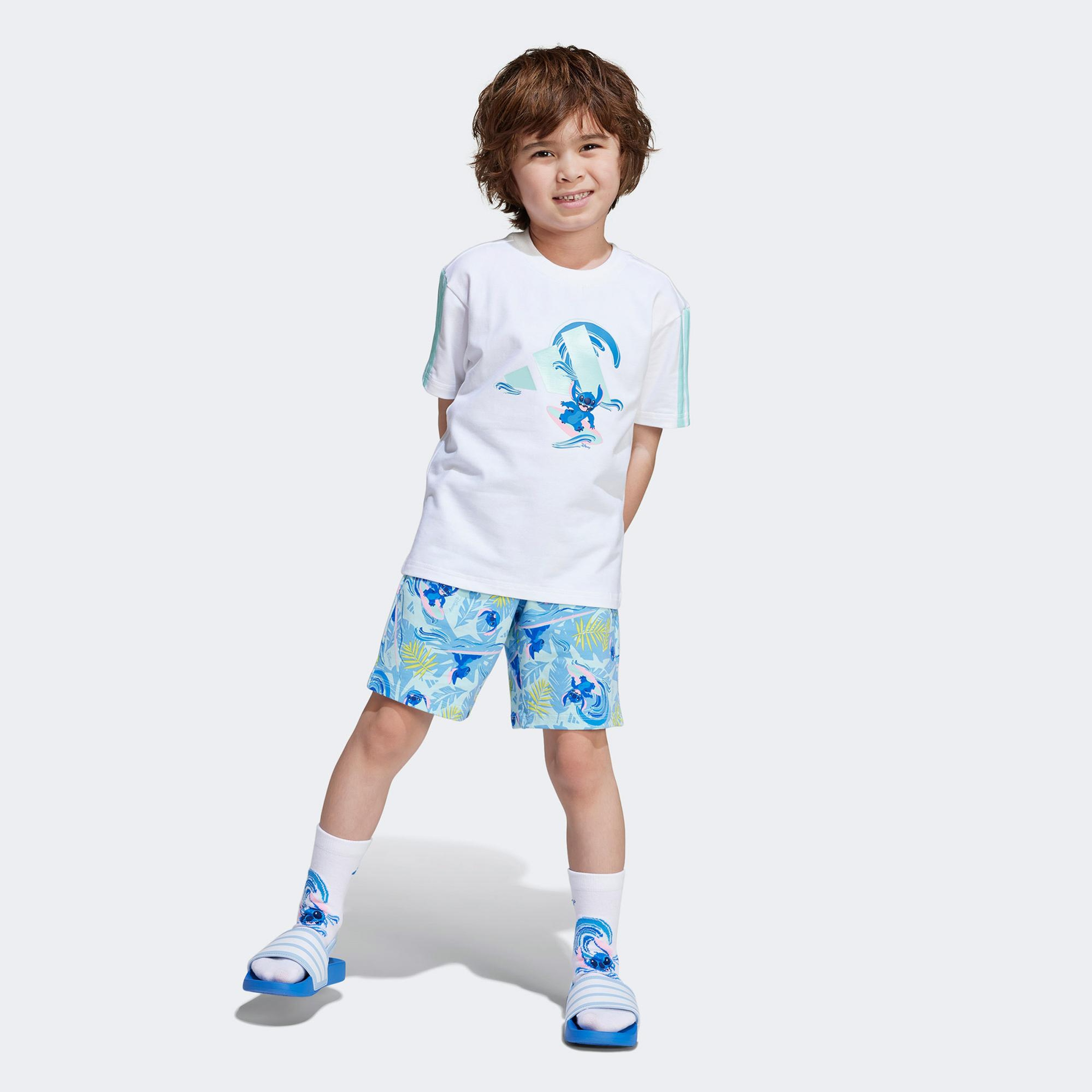 adidas Disney Lilo&Stich Çocuk Beyaz/Mavi Şort Takımı
