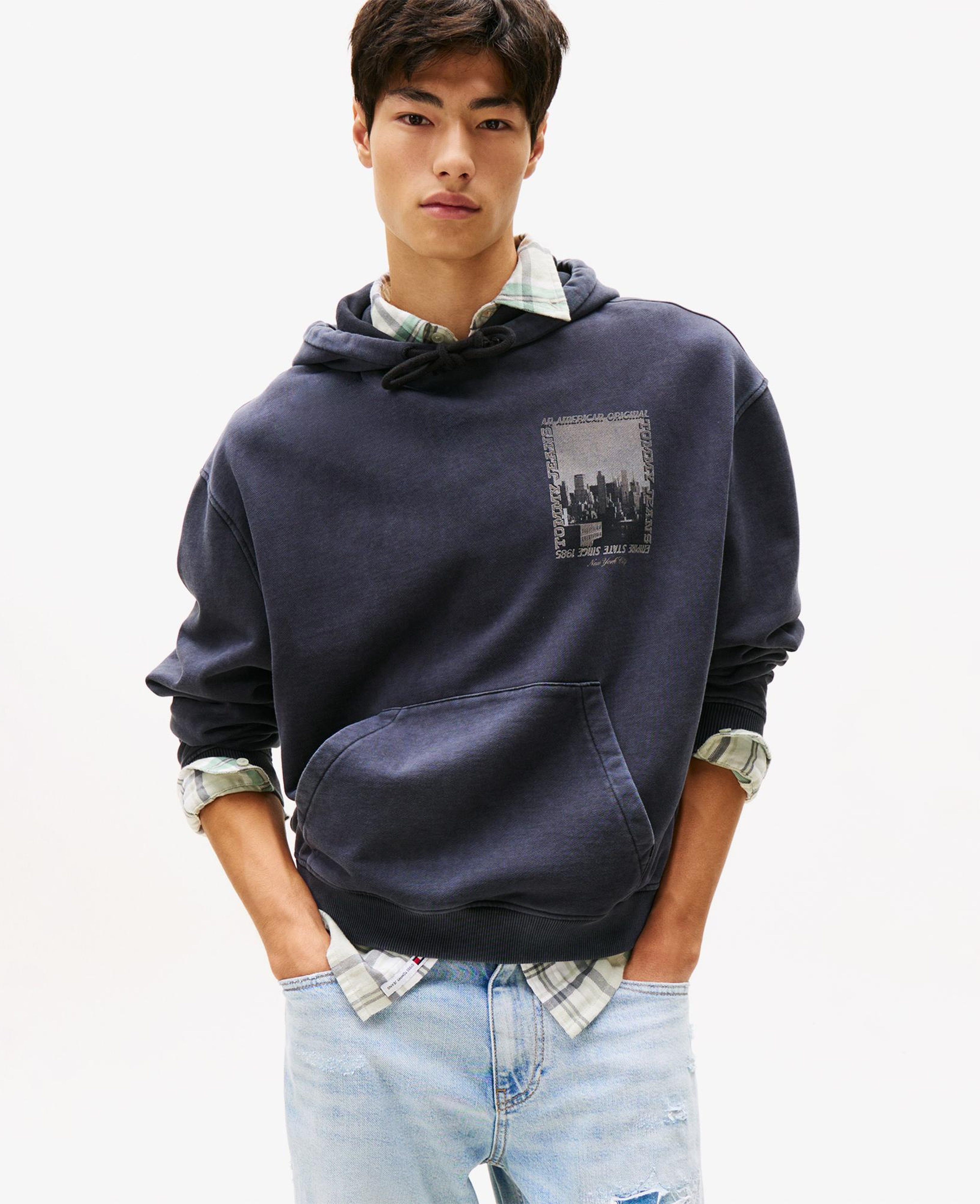 Tommy Hilfiger 90s Back Photo Print Erkek Lacivert Sweatshirt