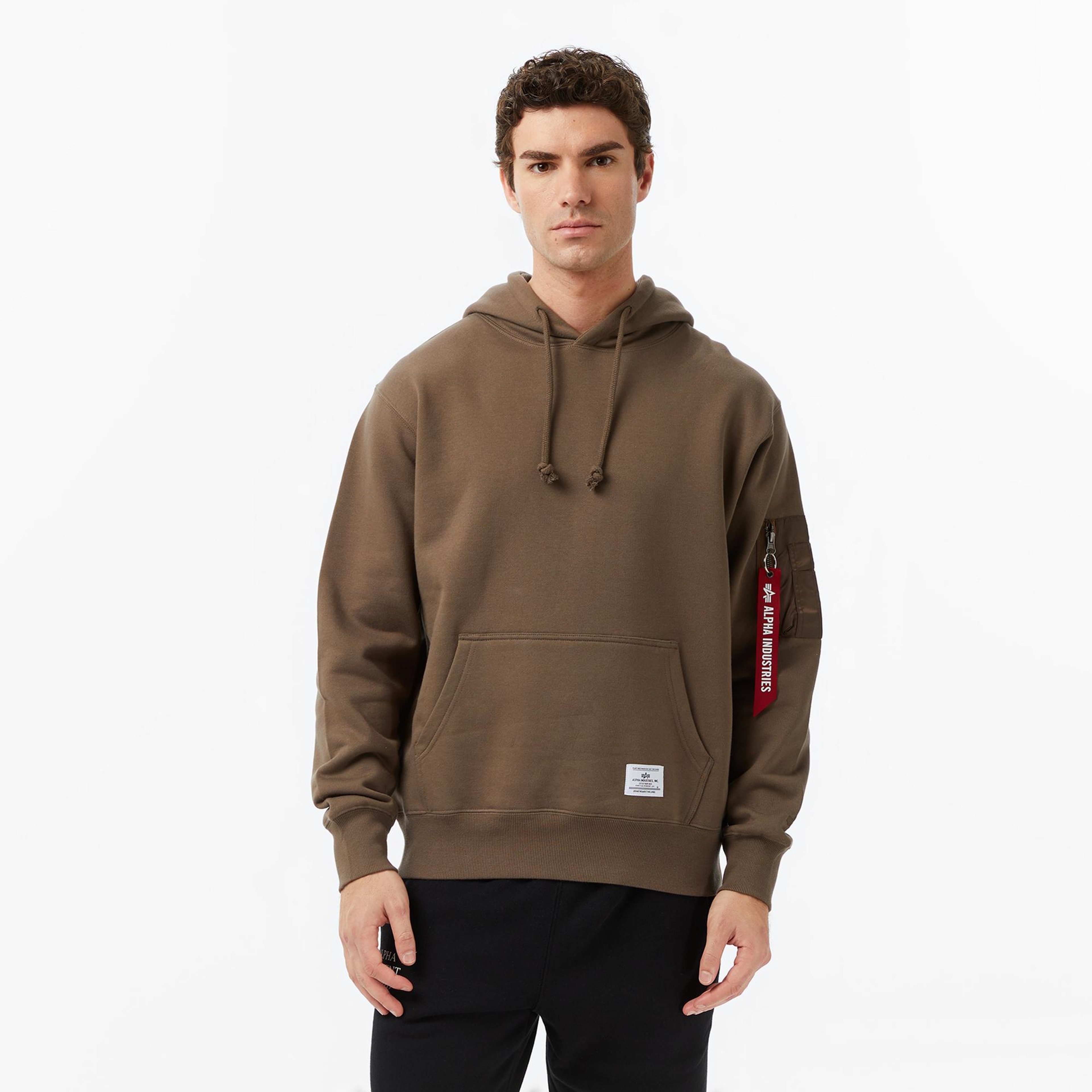 Alpha Industries Utility Pocket Erkek Kahverengi Hoodie