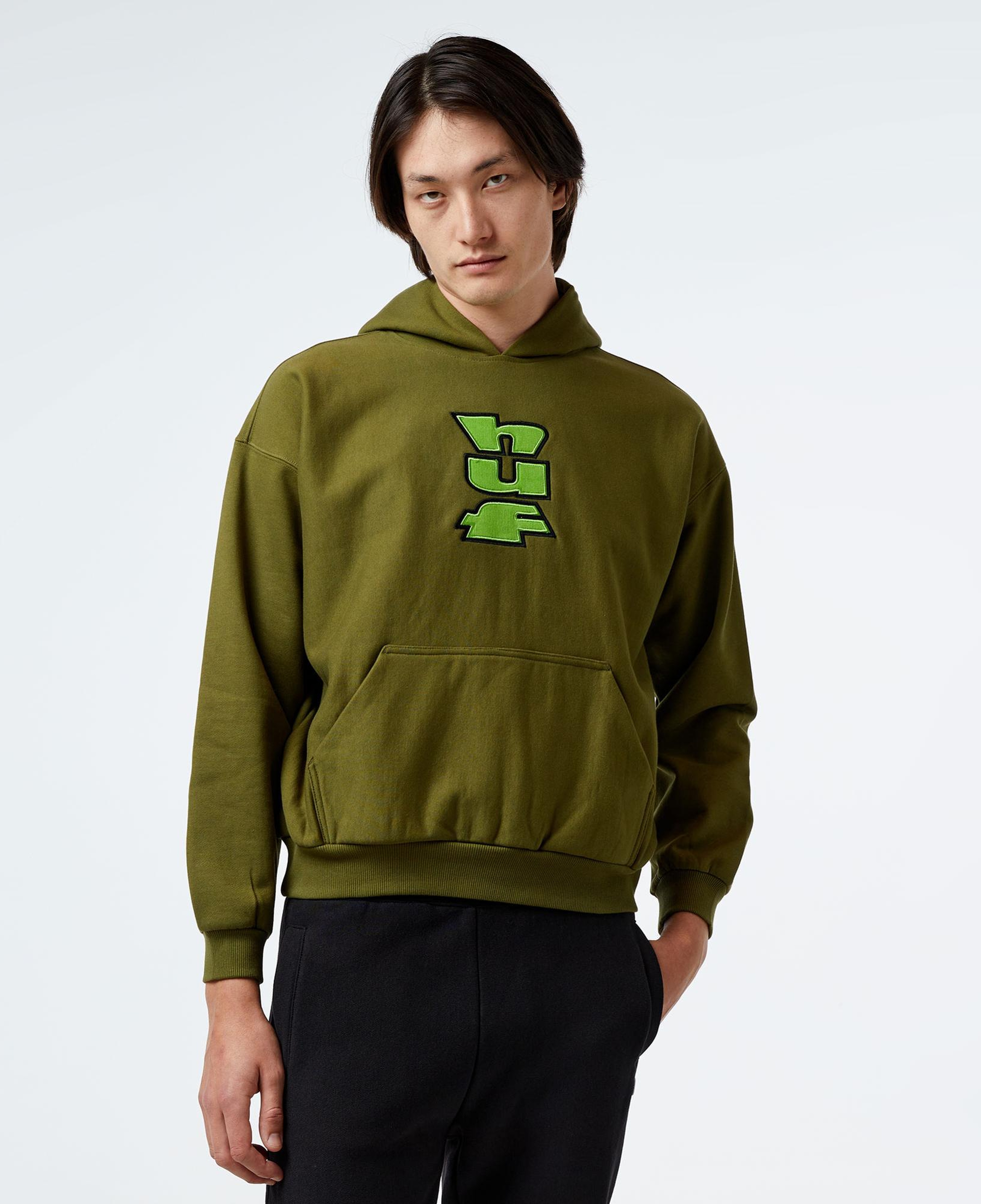 HUF Benton Heavyweight Fleece Erkek Yeşil Hoodie