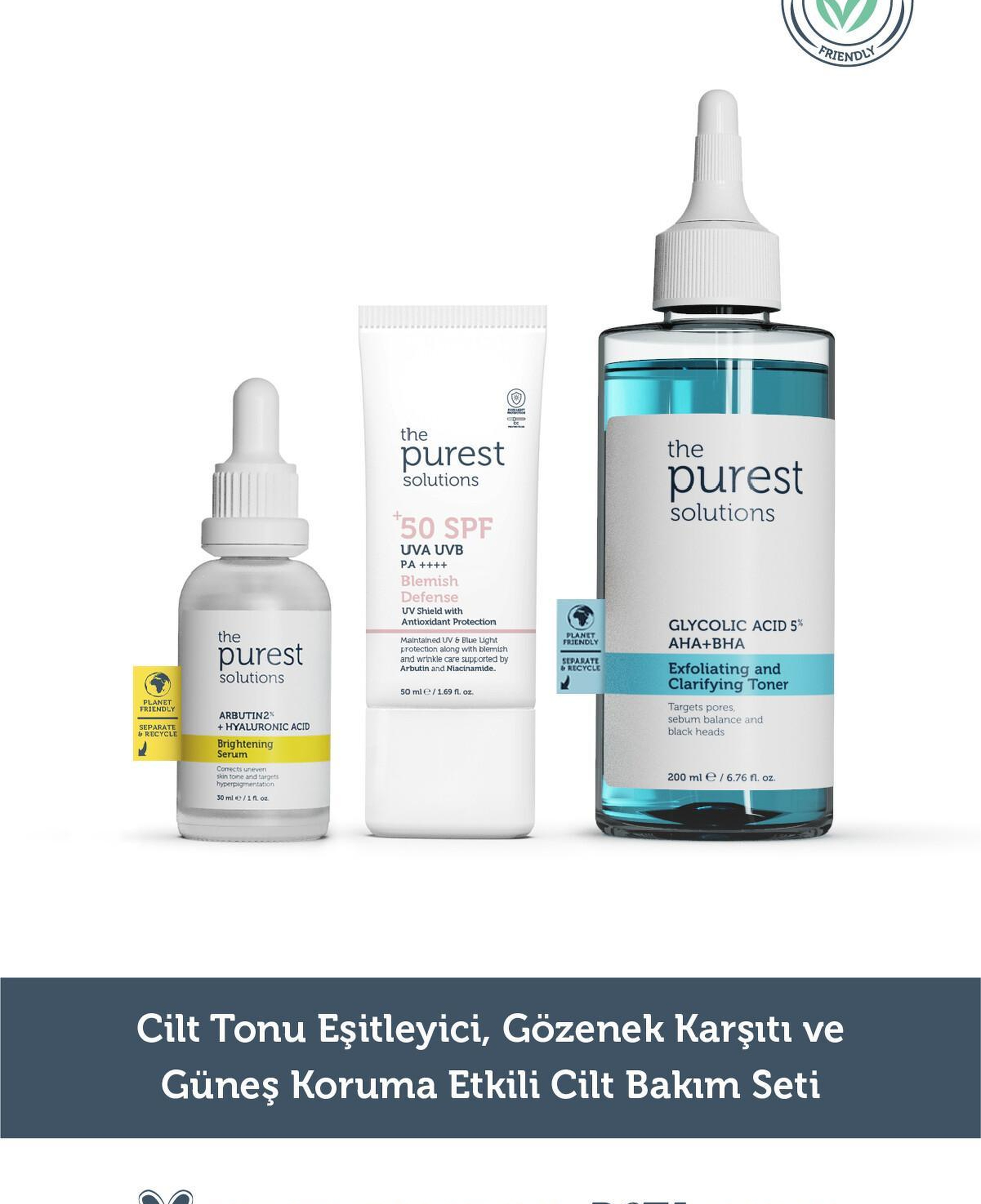 The Purest Solutions Cilt Tonu Eşitleyici, Gözenek Karşıtı ve Güneş Koruma Etkili Cilt Bakım Seti