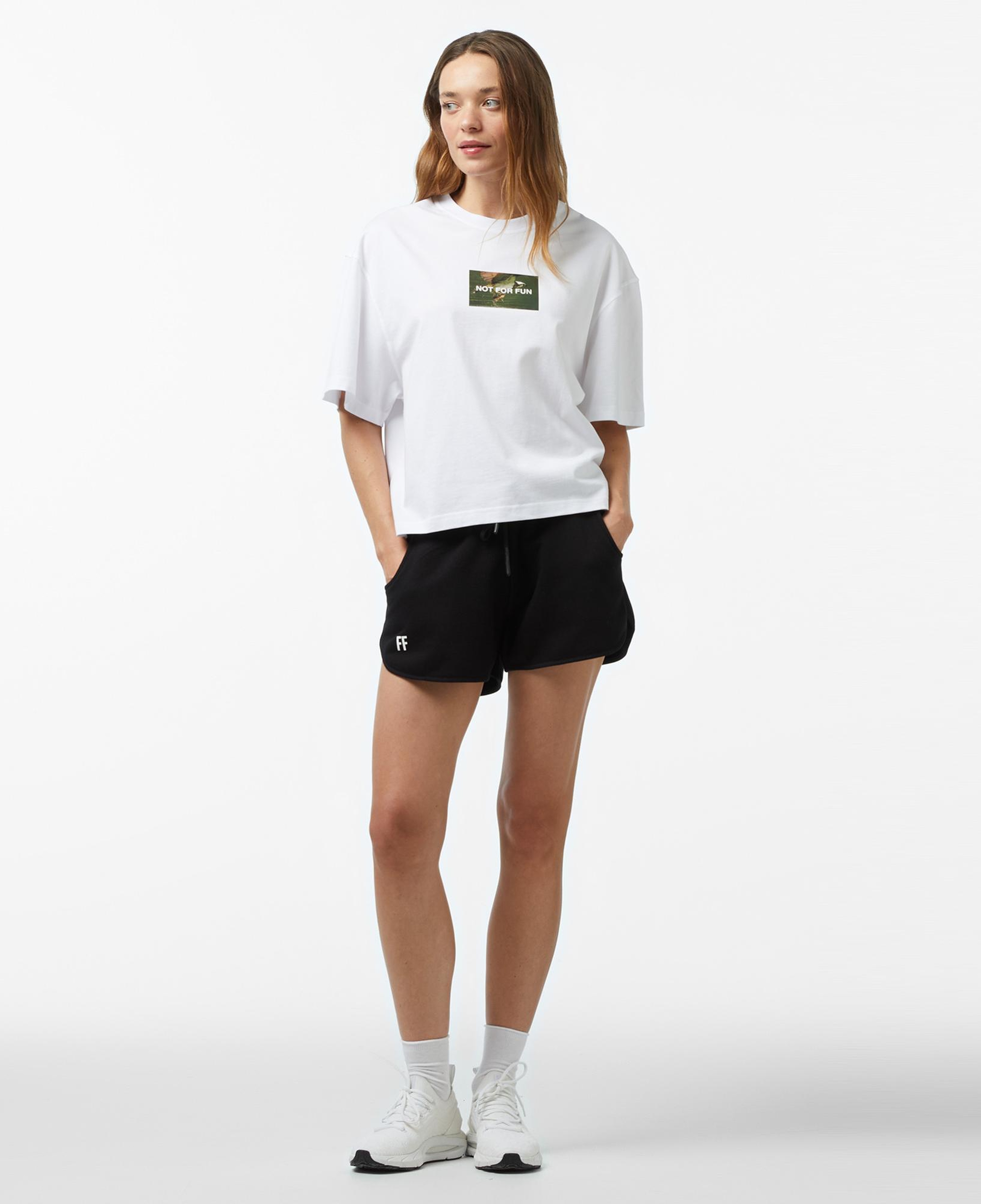 Forfun Not For Fun 005 - Oversize Drop Shoulder Kadın Beyaz T-Shirt