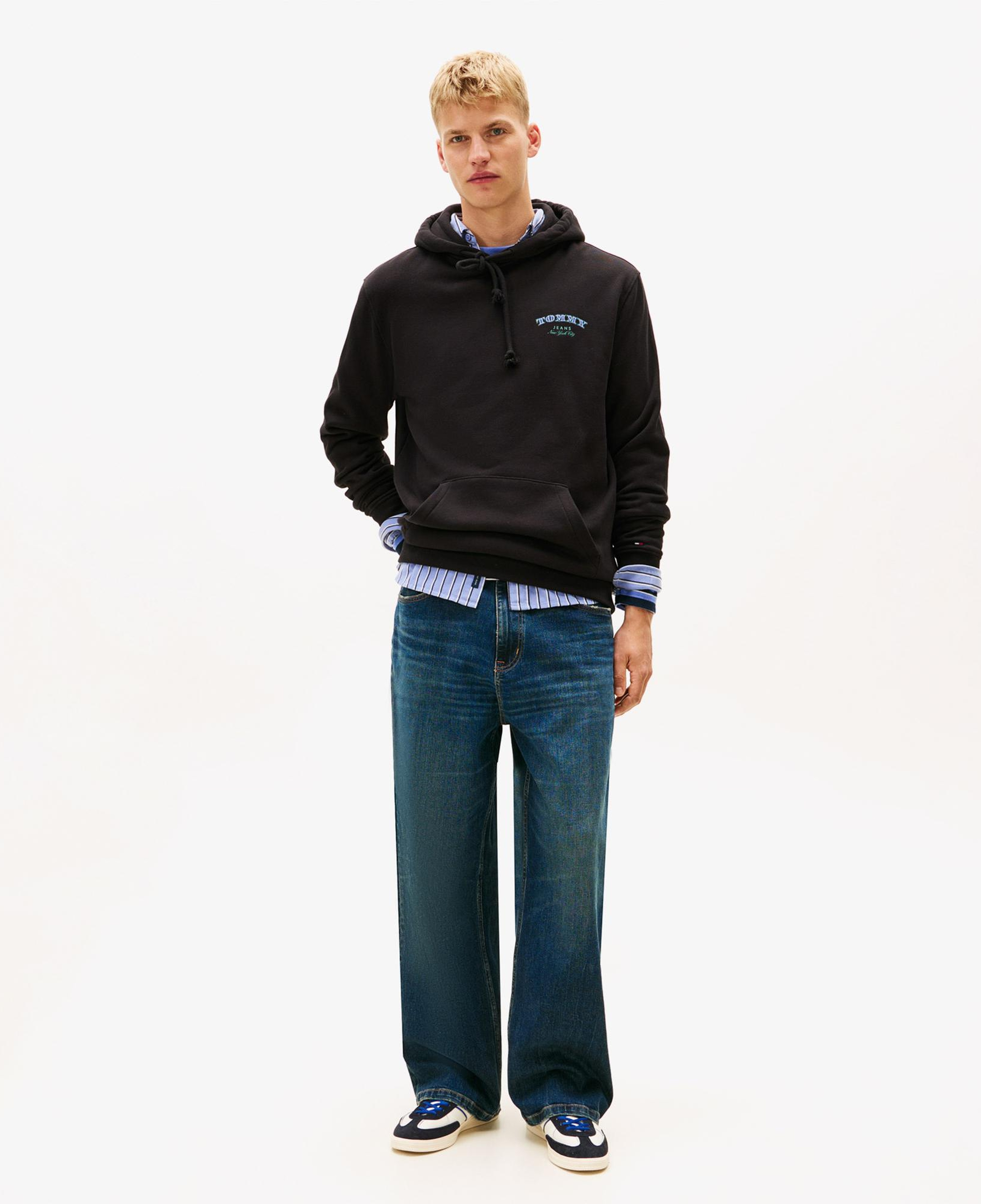 Tommy Hilfiger Jeans Regular Dollar Stack Erkek Siyah Sweatshirt