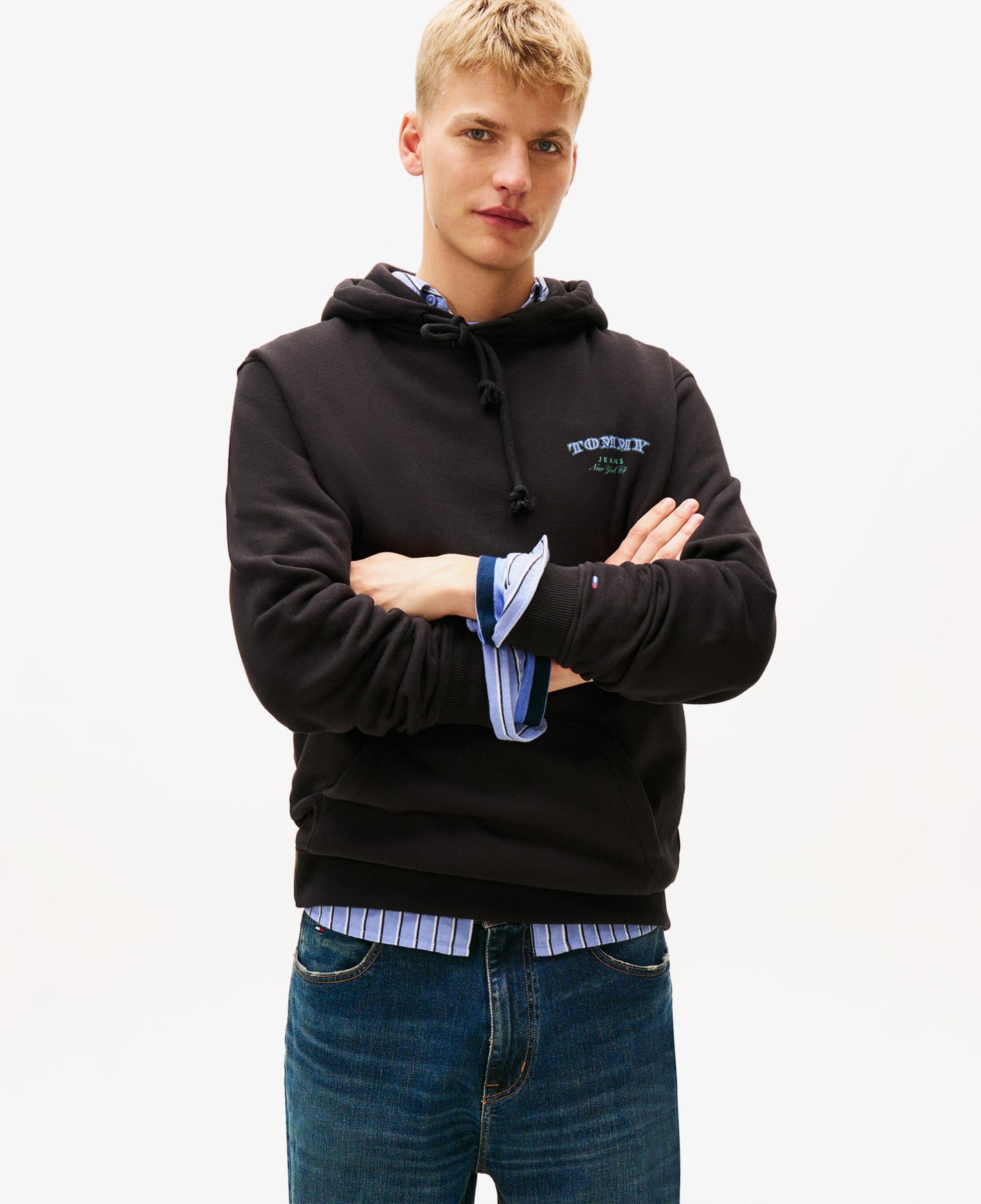 Tommy Hilfiger Jeans Regular Dollar Stack Erkek Siyah Sweatshirt