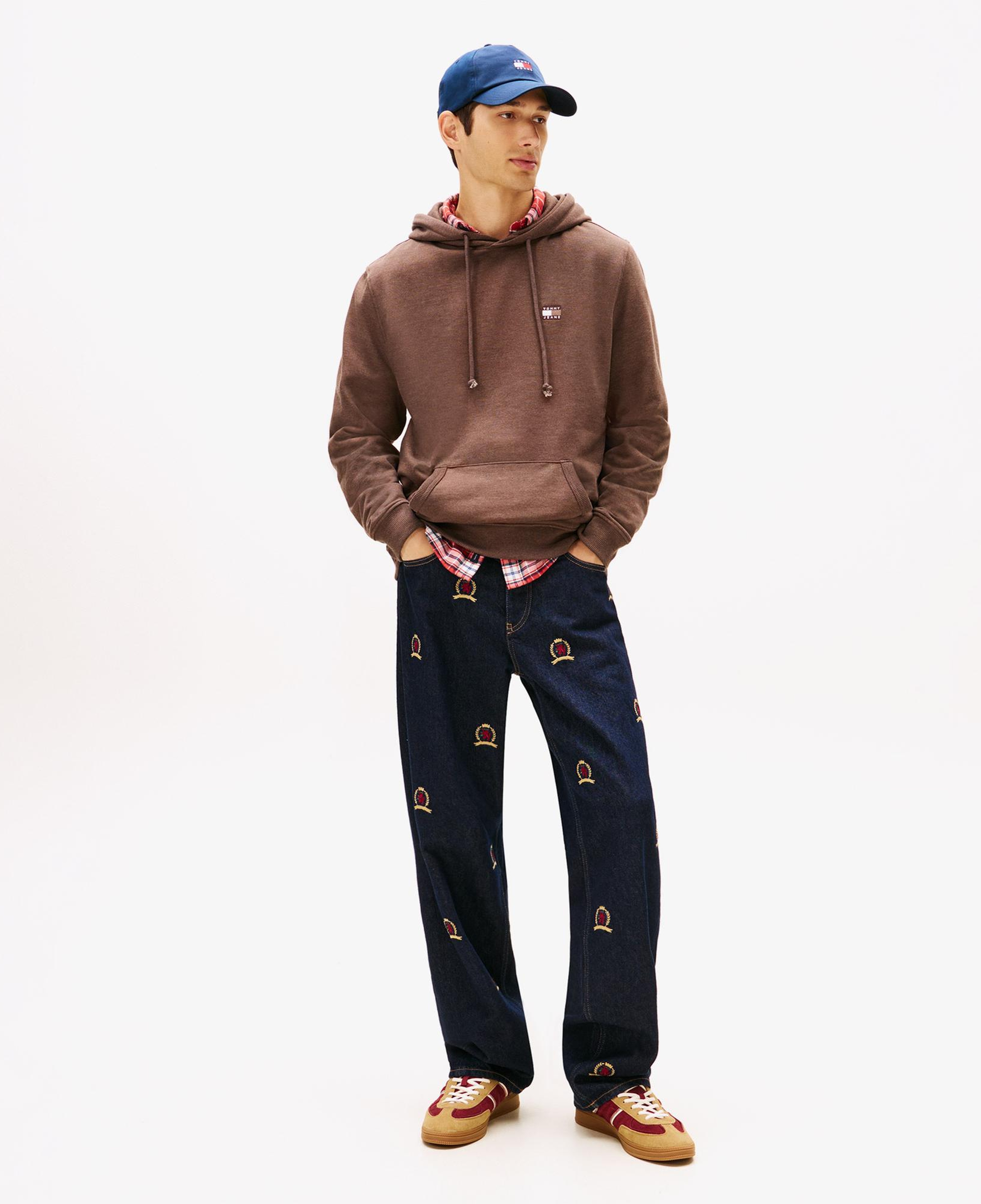 Tommy Hilfiger Jeans Regular  Badge Erkek Kahverengi Sweatshirt