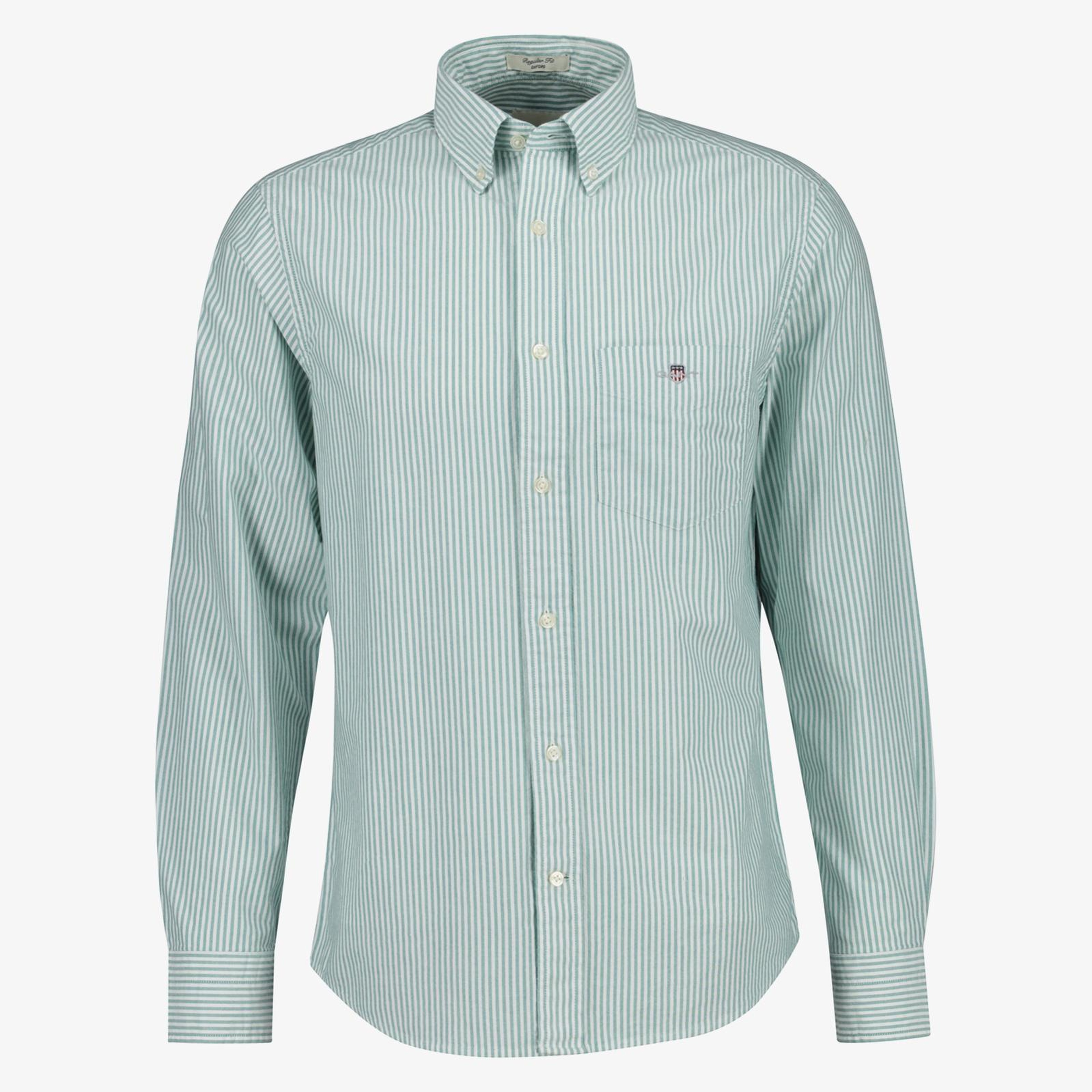 GANT Erkek Yeşil Regular Fit Çizgili Logolu Gömlek