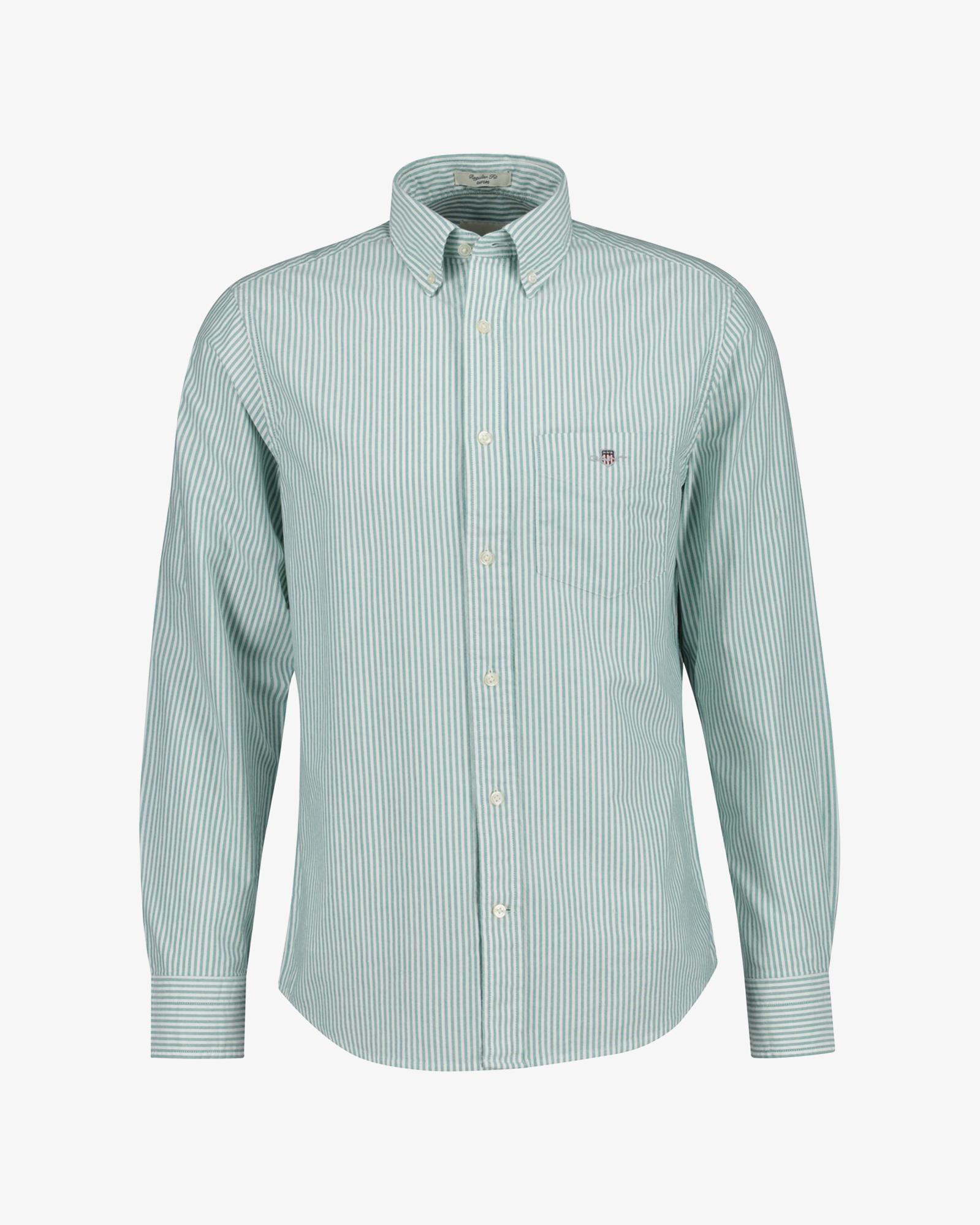 GANT Erkek Yeşil Regular Fit Çizgili Logolu Gömlek