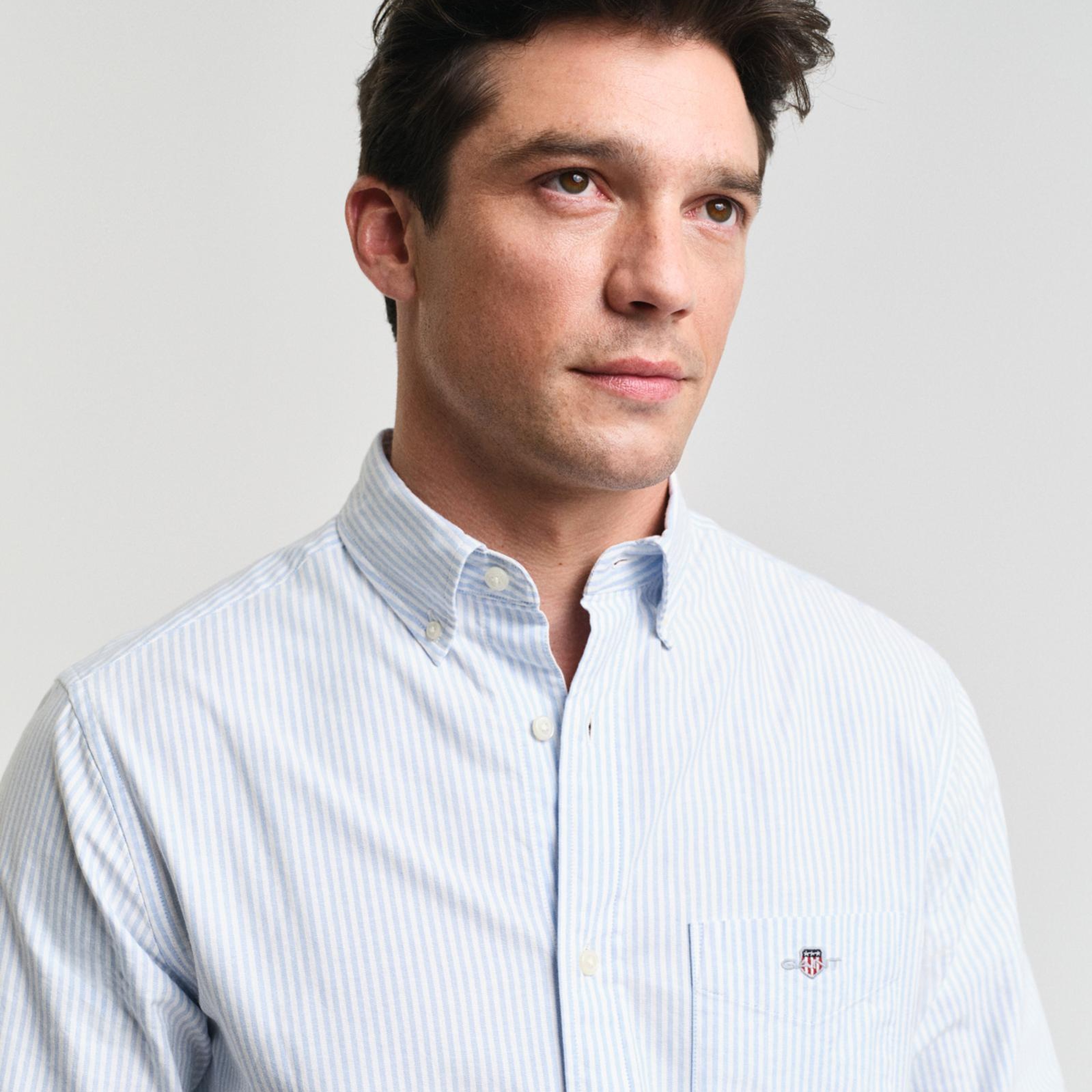 GANT Erkek Mavi Regular Fit Çizgili Logolu Gömlek