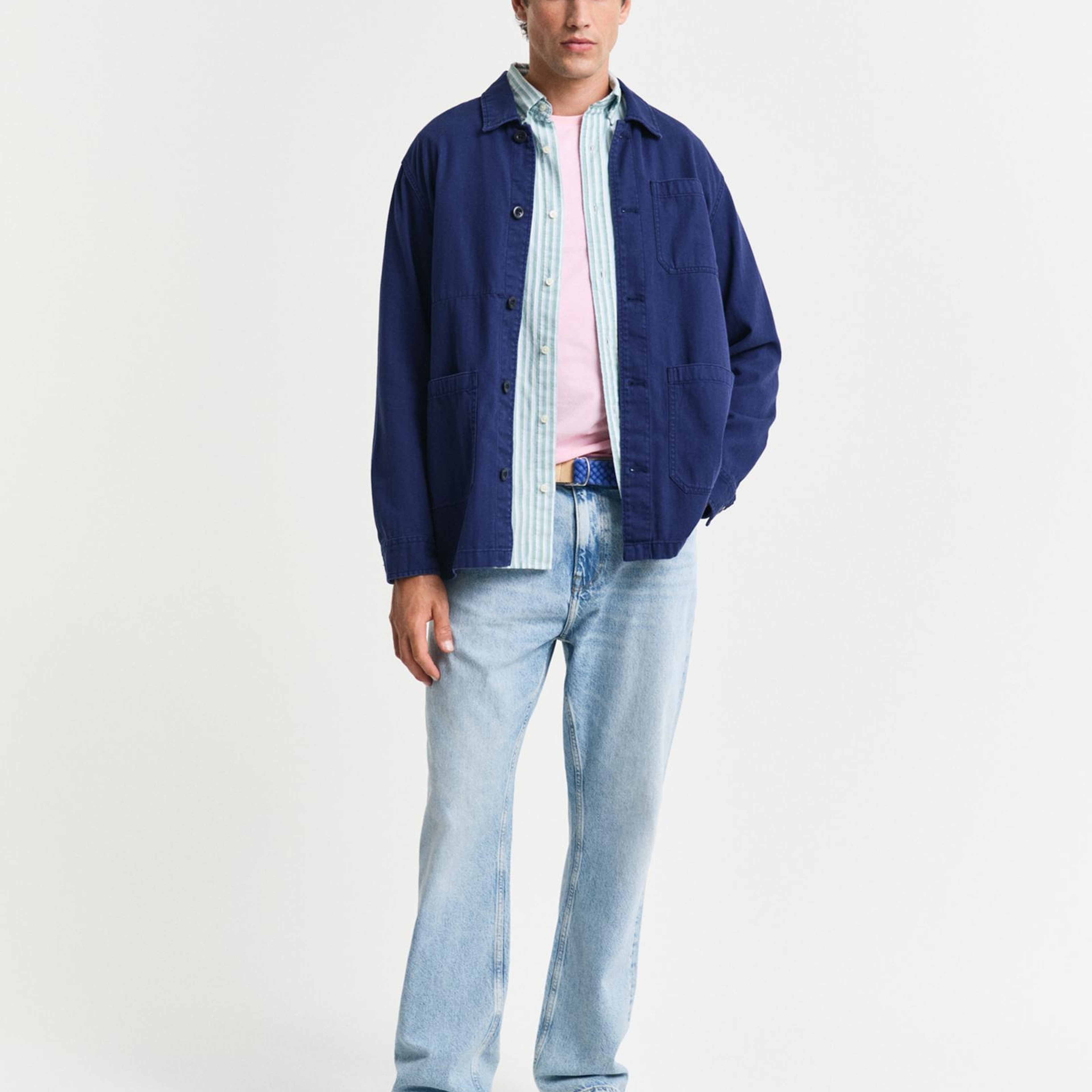 GANT Erkek Yeşil Regular Fit Çizgili Logolu Gömlek