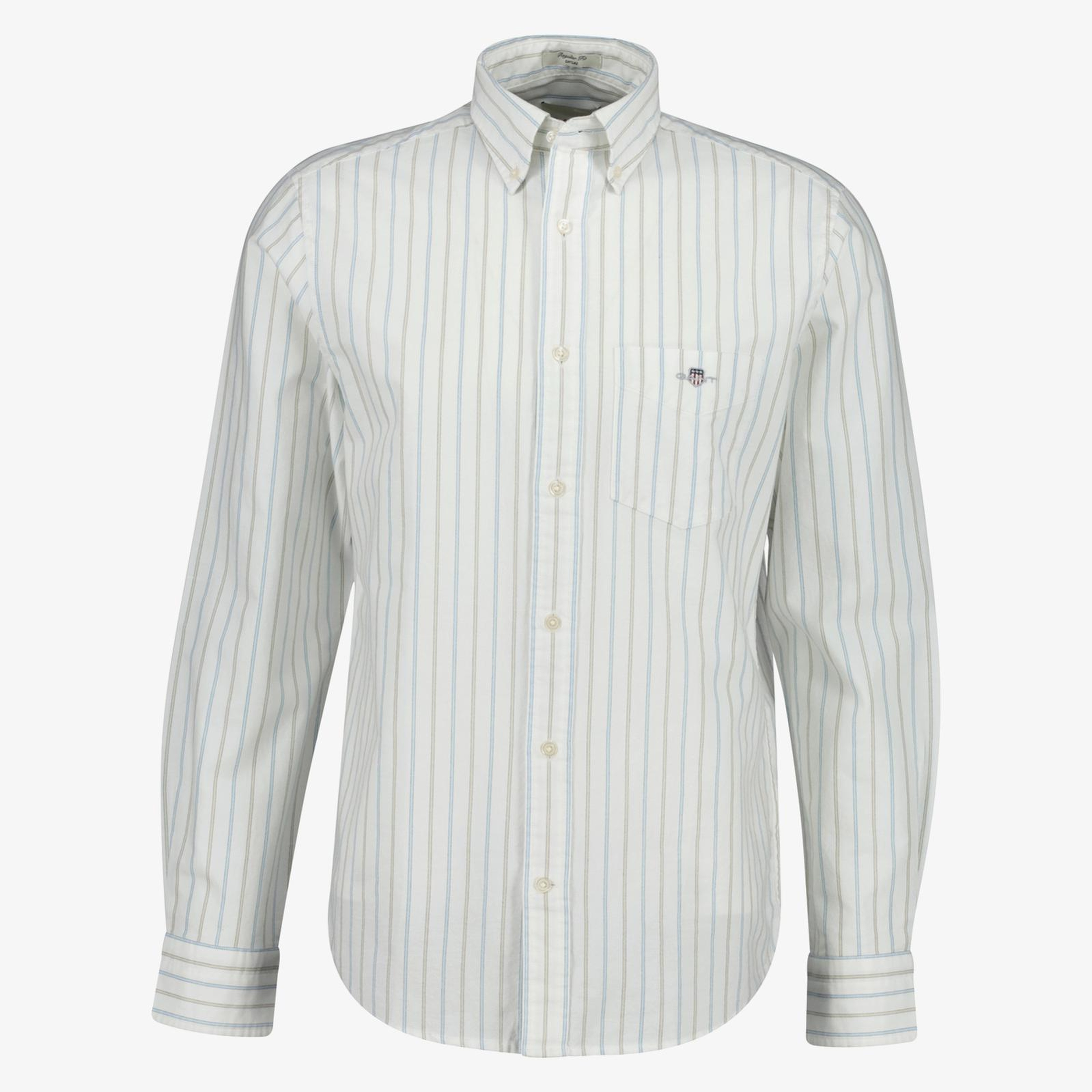 GANT Erkek Beyaz Regular Fit Çizgili Logolu Gömlek