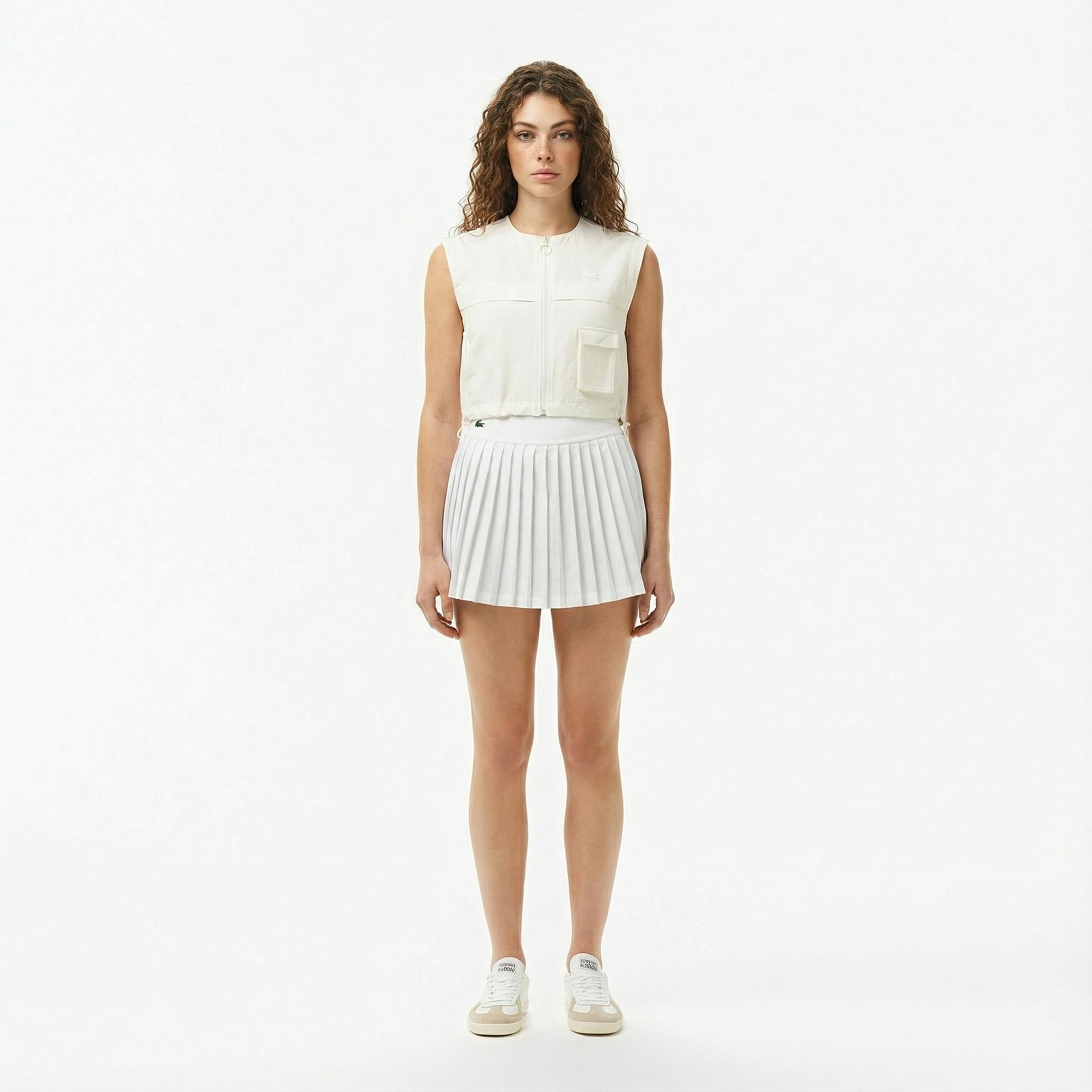 Lacoste Kadın Regular Fit Kolsuz Fermuarlı Beyaz Gömlek