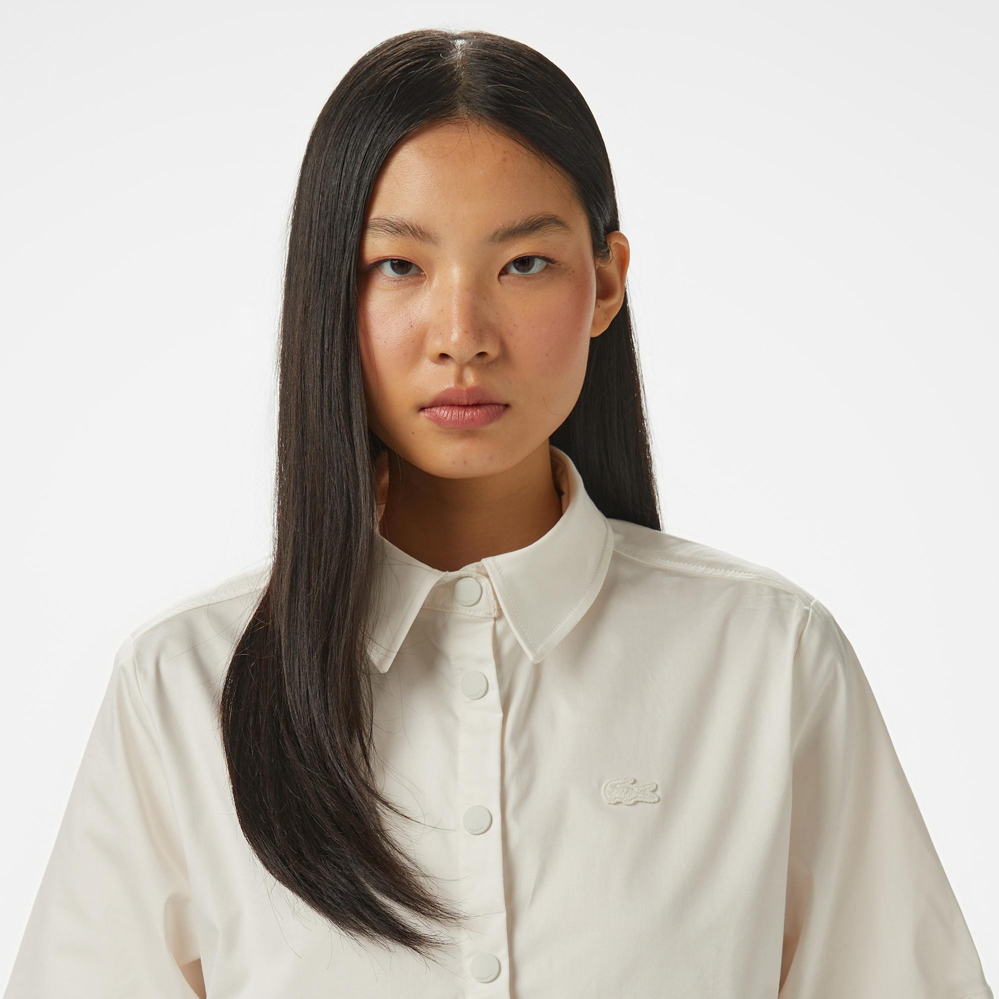 Lacoste Kadın Regular Fit Yarım Kol Krem Gömlek