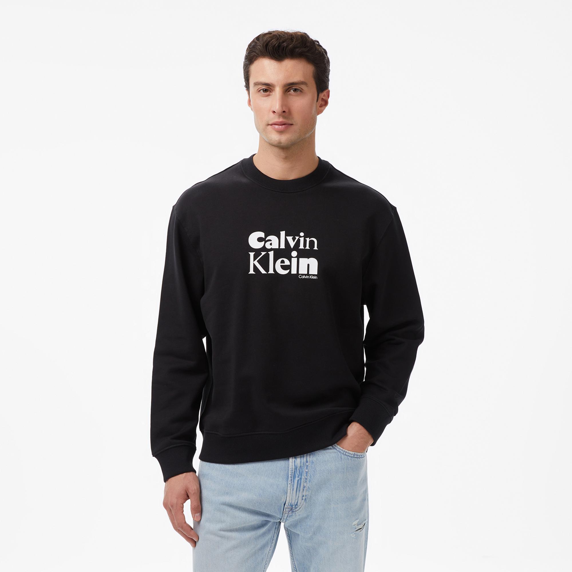 Calvin Klein Terry Bold Graph Erkek Siyah Sweatshirt