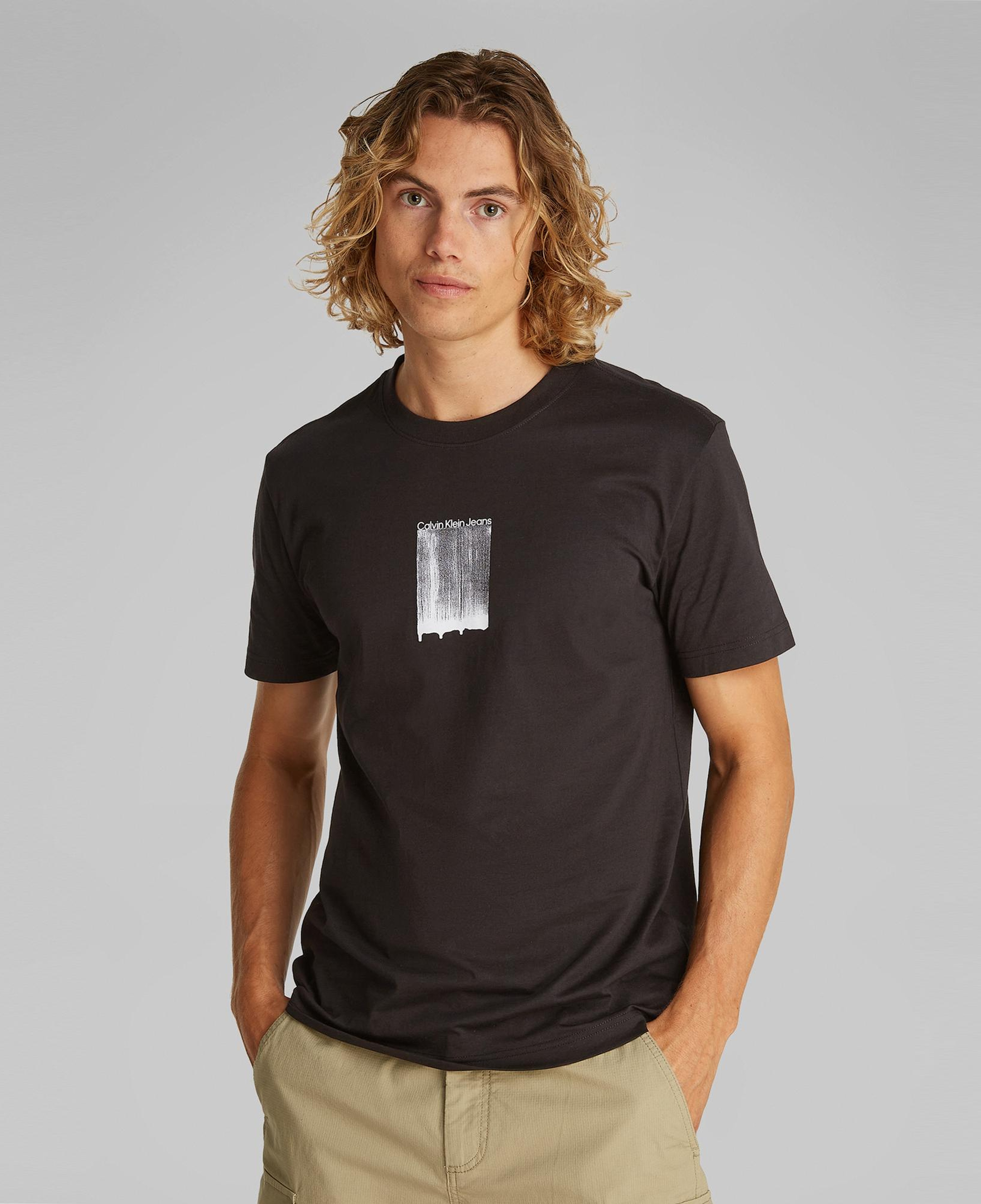 Calvin Klein Brush Stroke Graphic Erkek Siyah T-Shirt