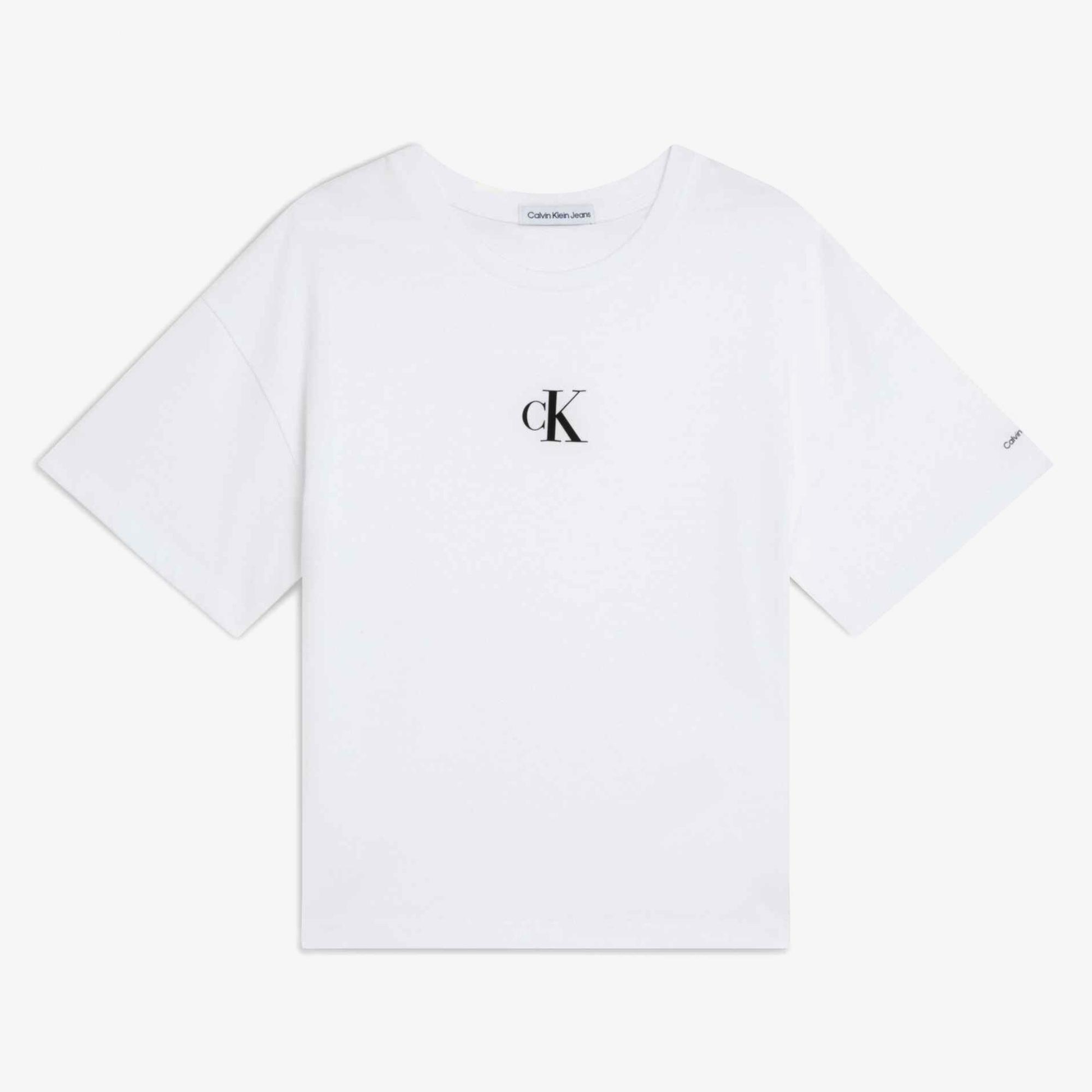 Calvin Klein Logo Boxy Beyaz Çocuk T-Shirt