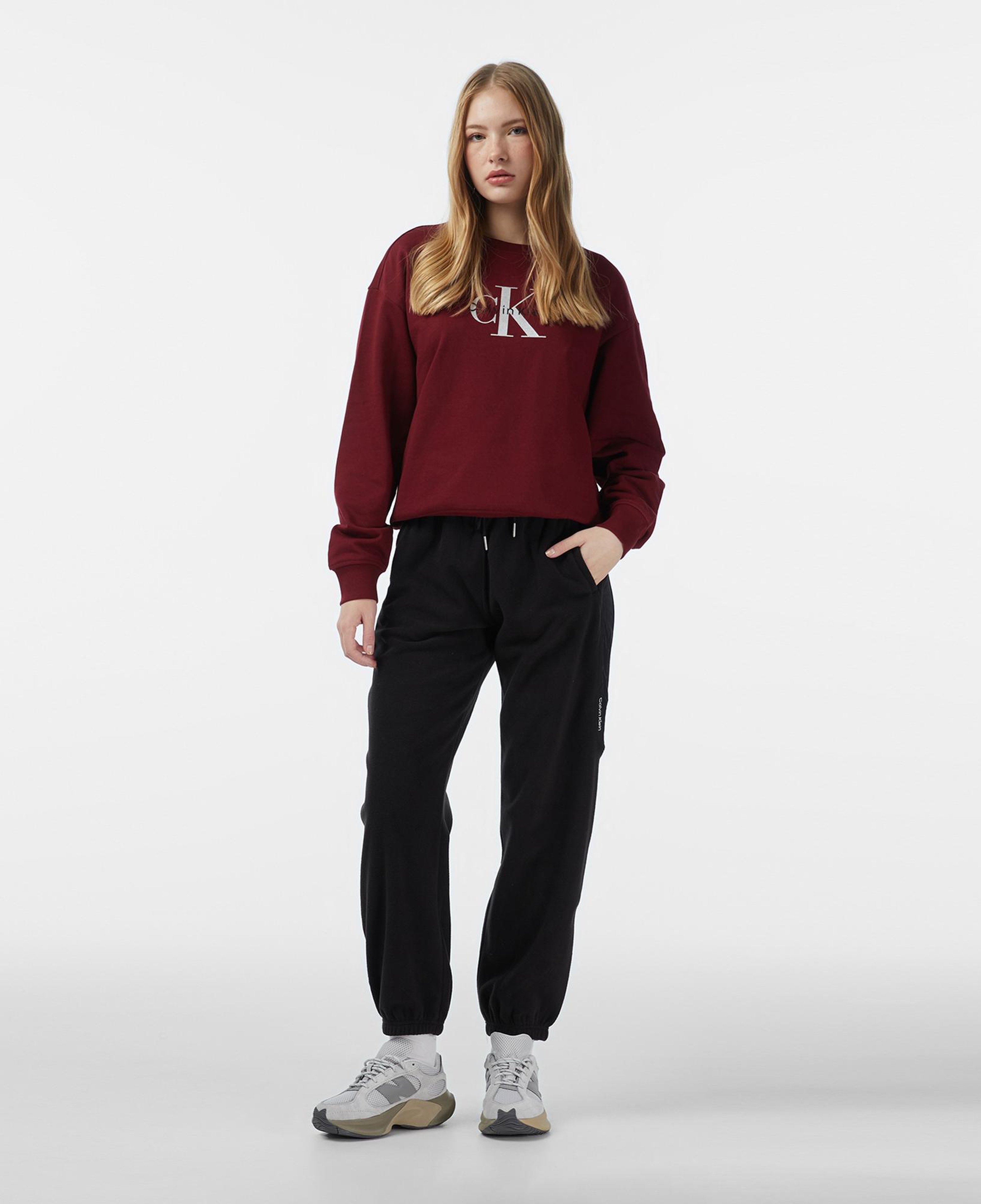 Calvin Klein Monologo French Terry Kadın Kırmızı Sweatshirt