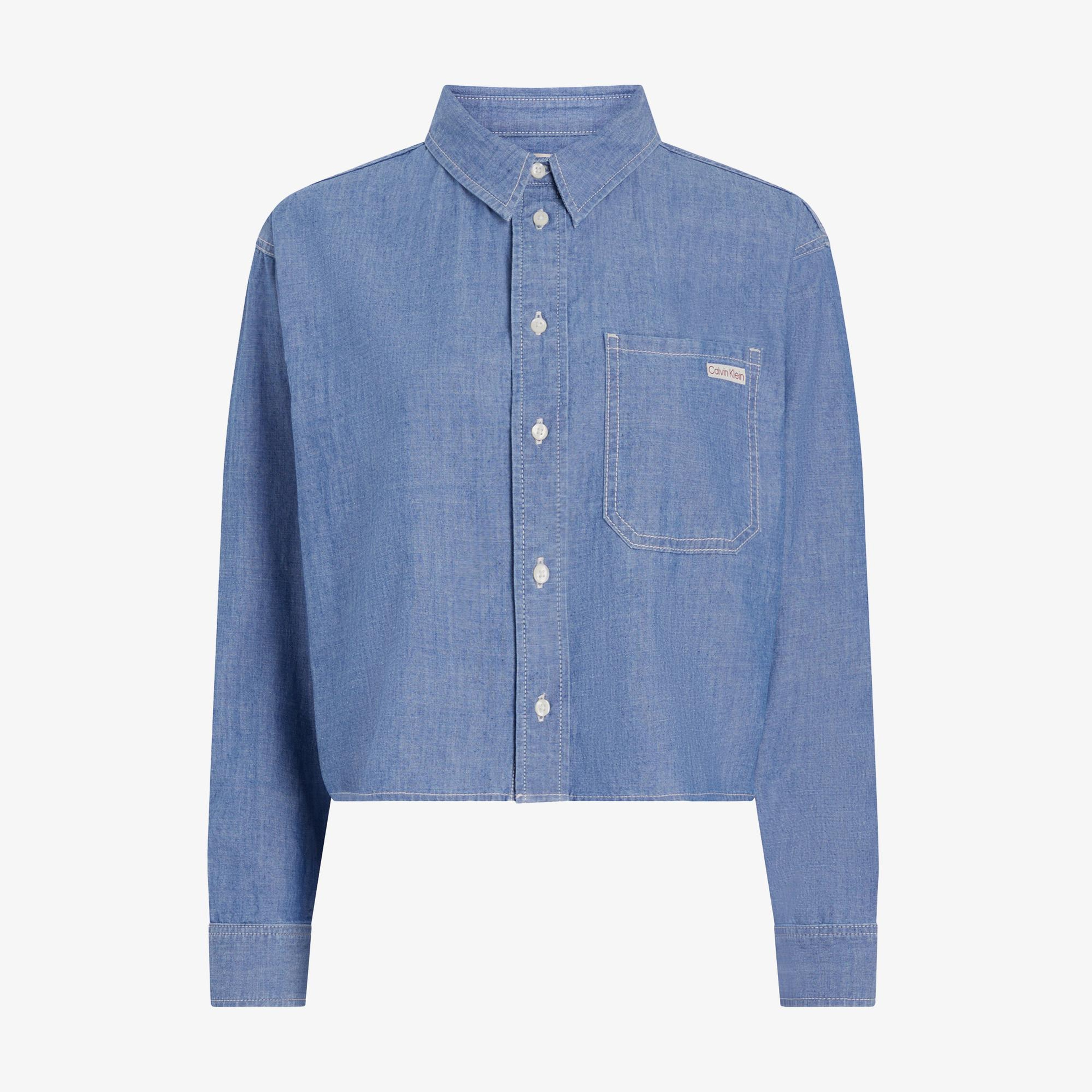 Calvin Klein Cropped Dad Denim Kadın Mavi Gömlek