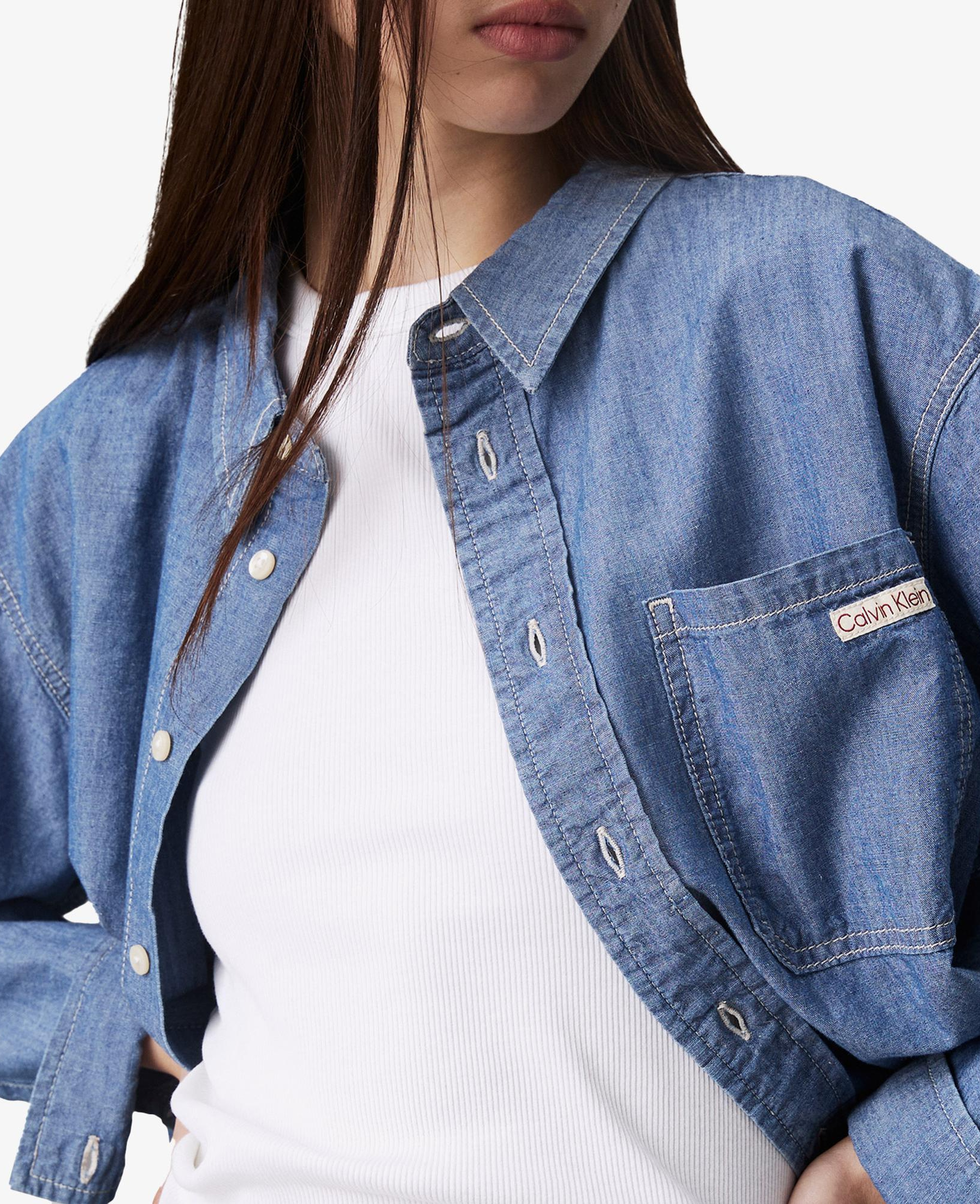 Calvin Klein Cropped Dad Denim Kadın Mavi Gömlek