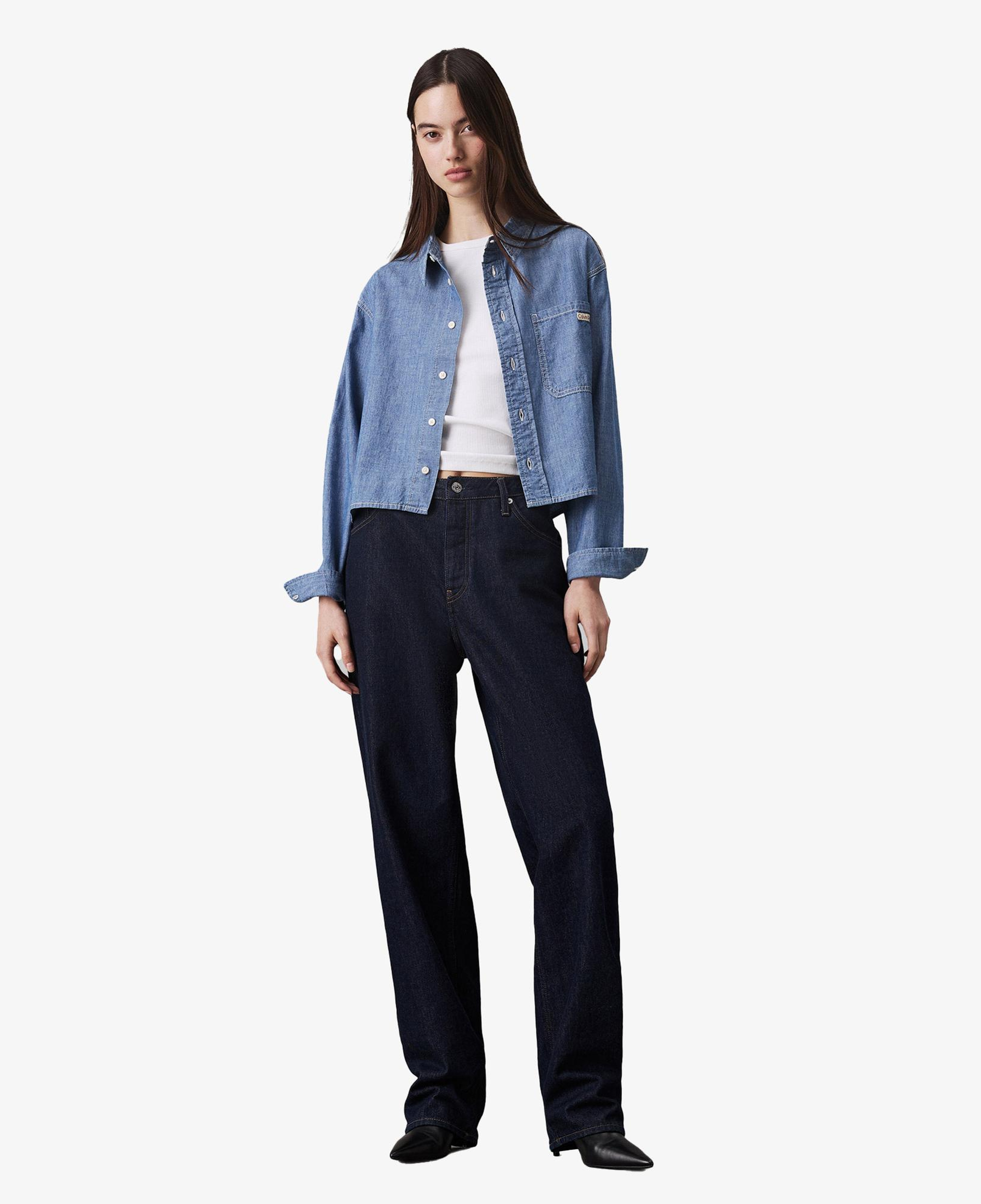 Calvin Klein Cropped Dad Denim Kadın Mavi Gömlek