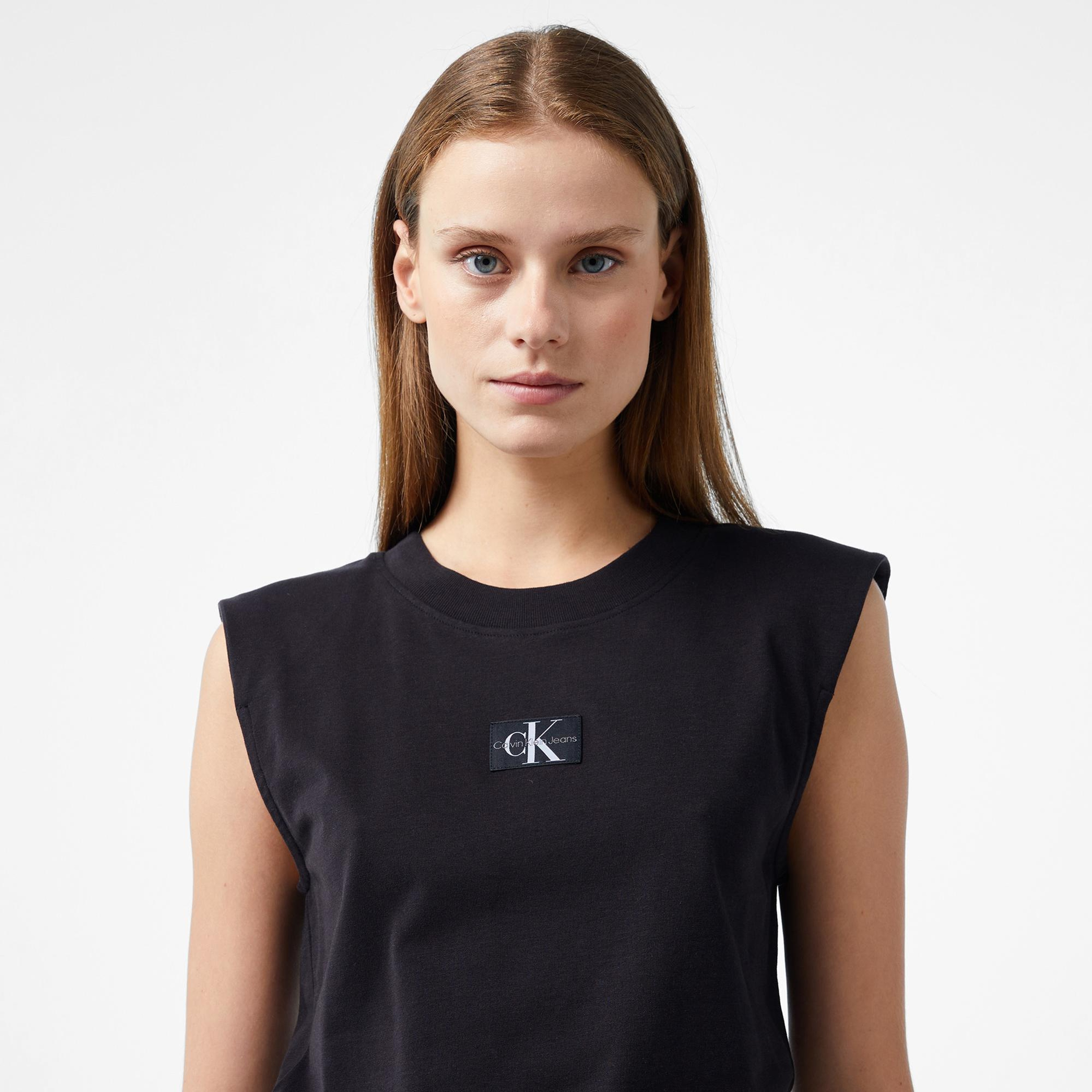 Calvin Klein Jeans Woven Label Loose Muscle Kadın Siyah T-Shirt
