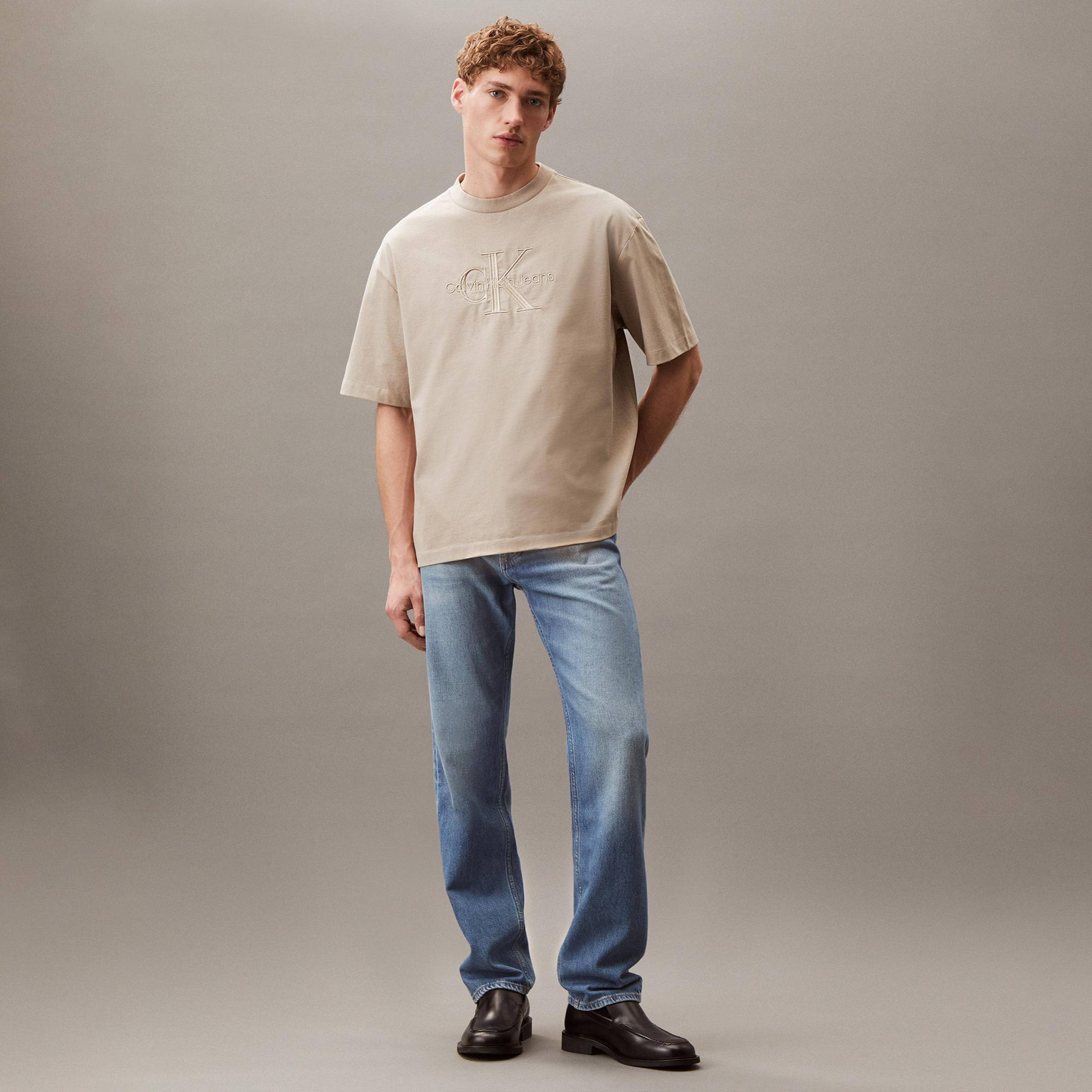 Calvin Klein Low Erkek Bej T-Shirt