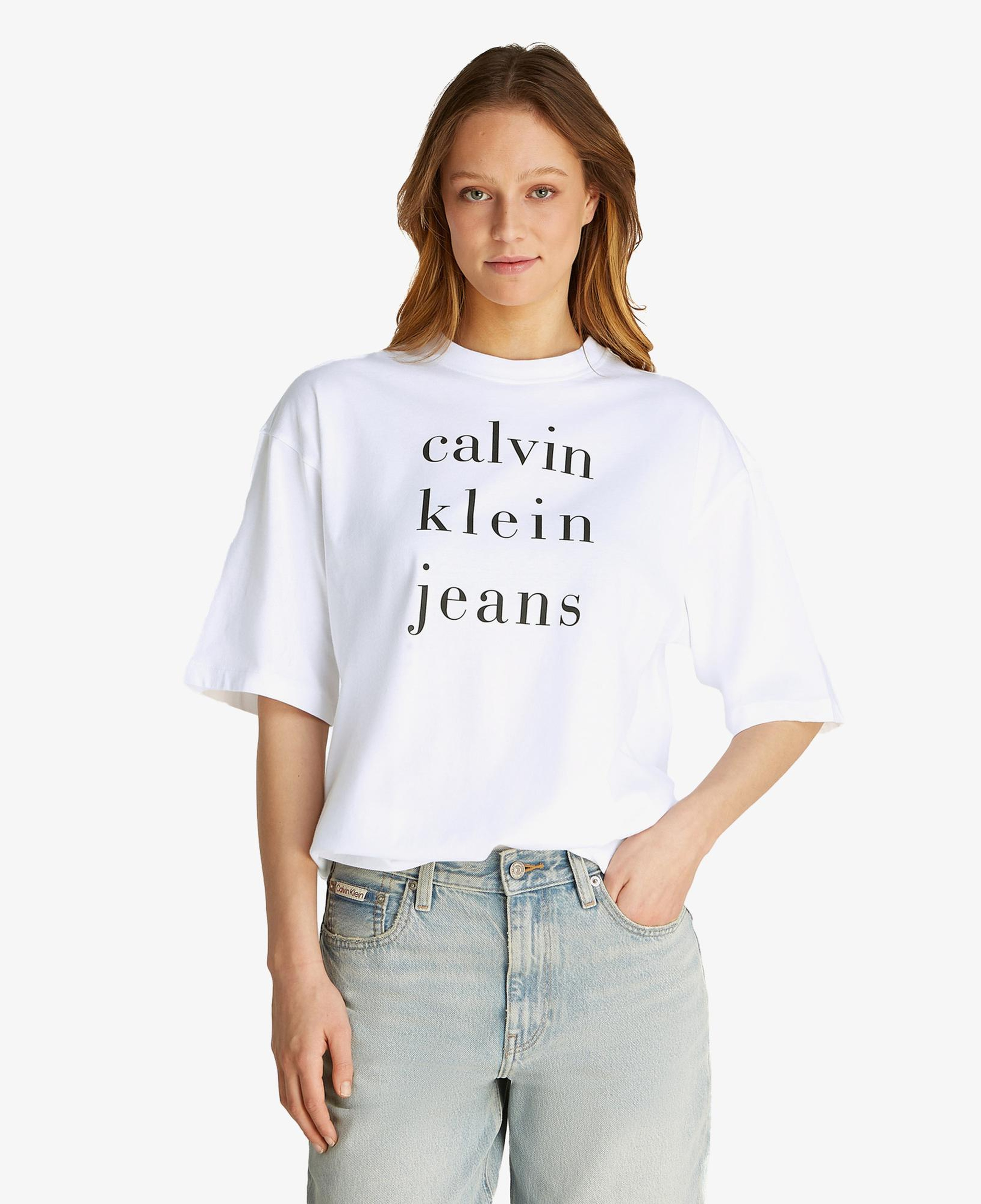 Calvin Klein Logo Kadın Beyaz T-Shirt
