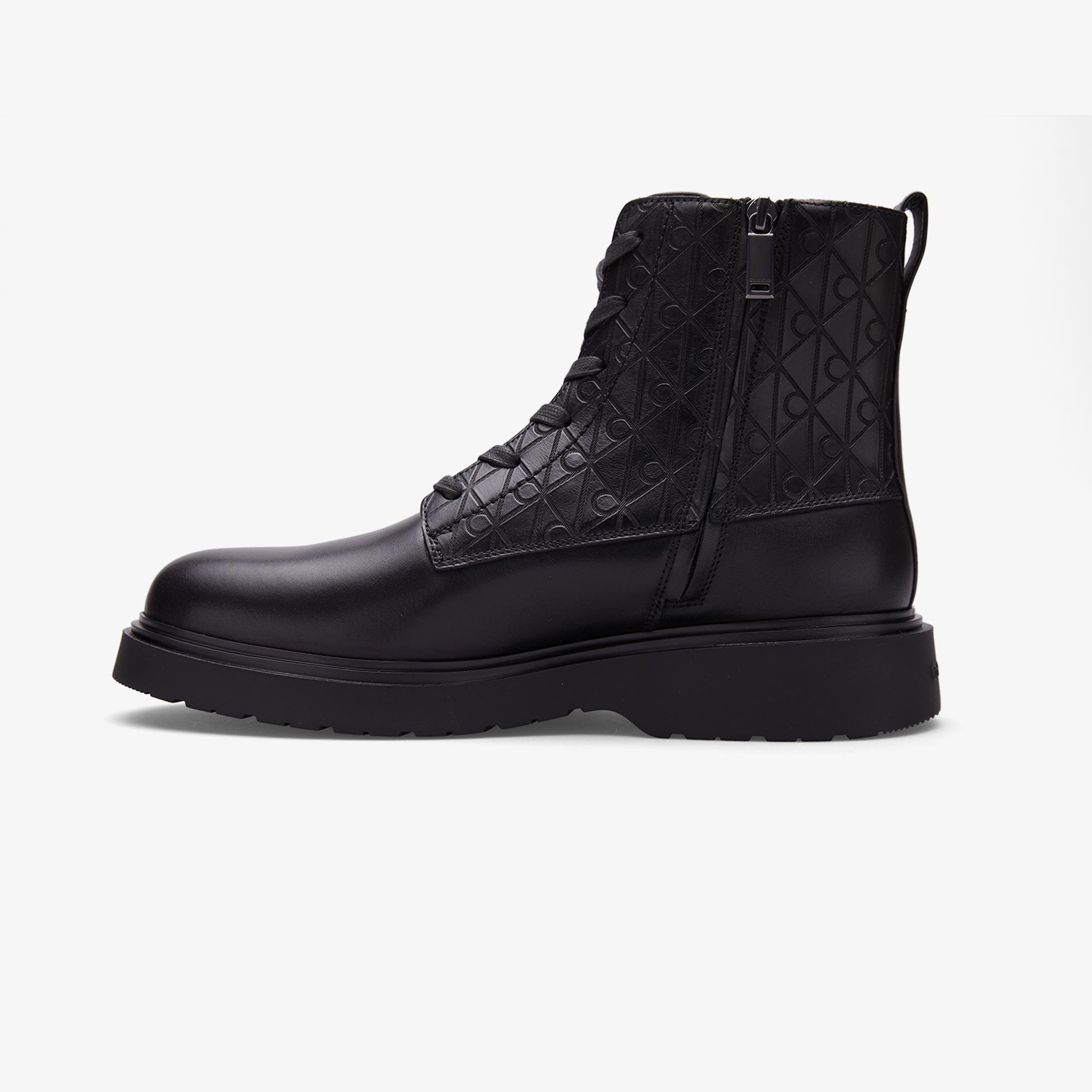 Calvin Klein Combat Essential Lace Up Zip Erkek Siyah Bot