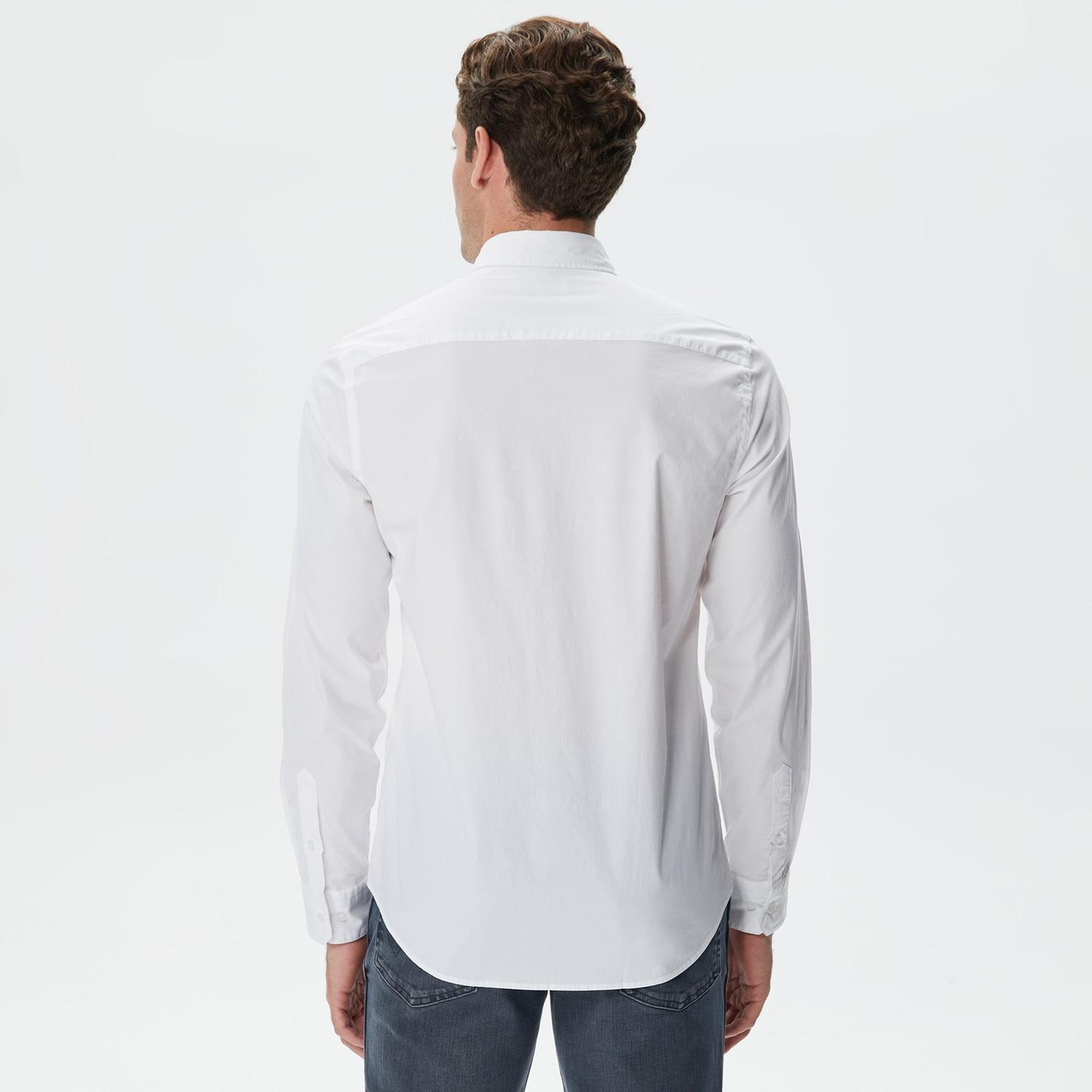 Calvin Klein Stretch Poplin Slim Erkek Beyaz Gömlek