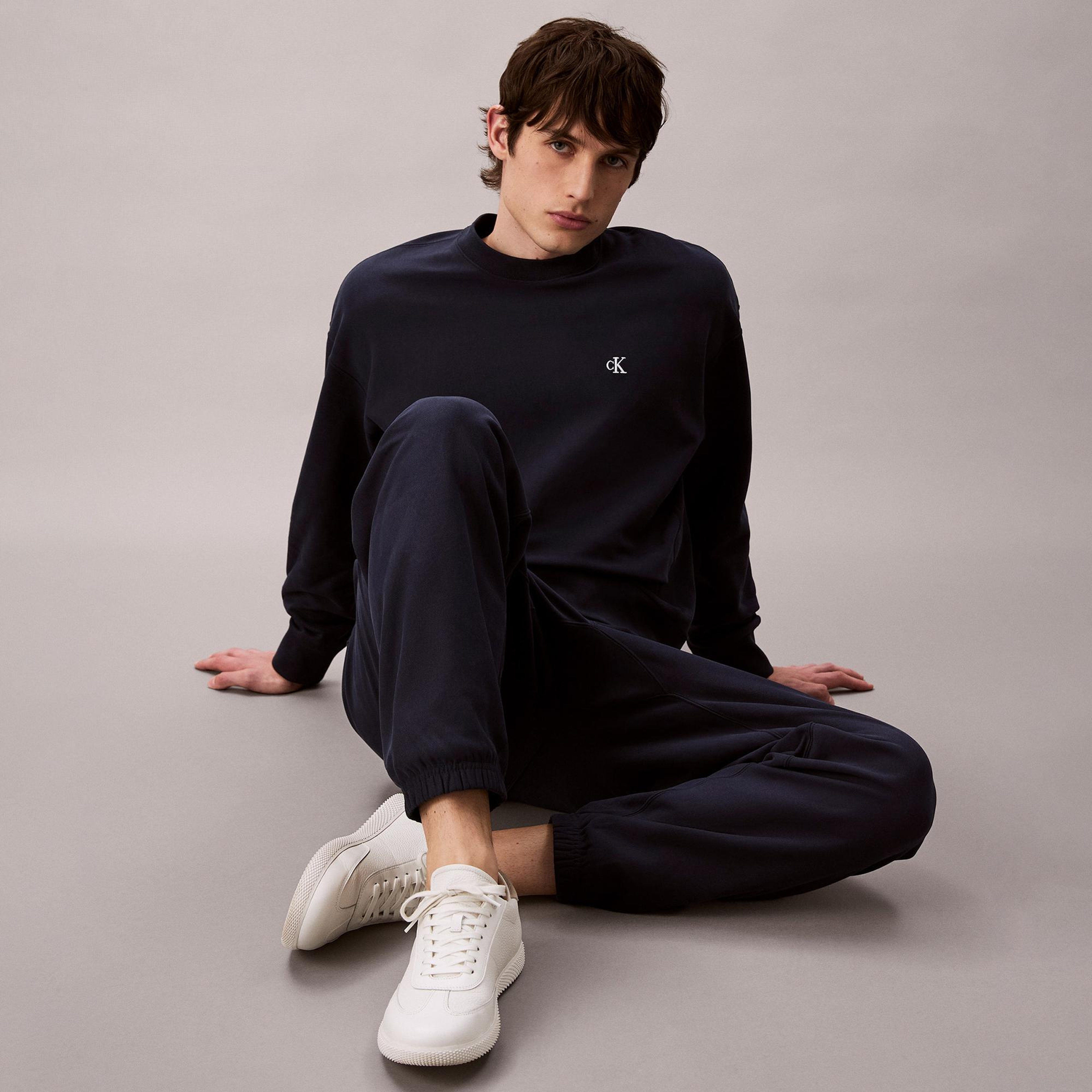 Calvin Klein Premium Terry Monogram Jogger Erkek Lacivert Eşofman Altı