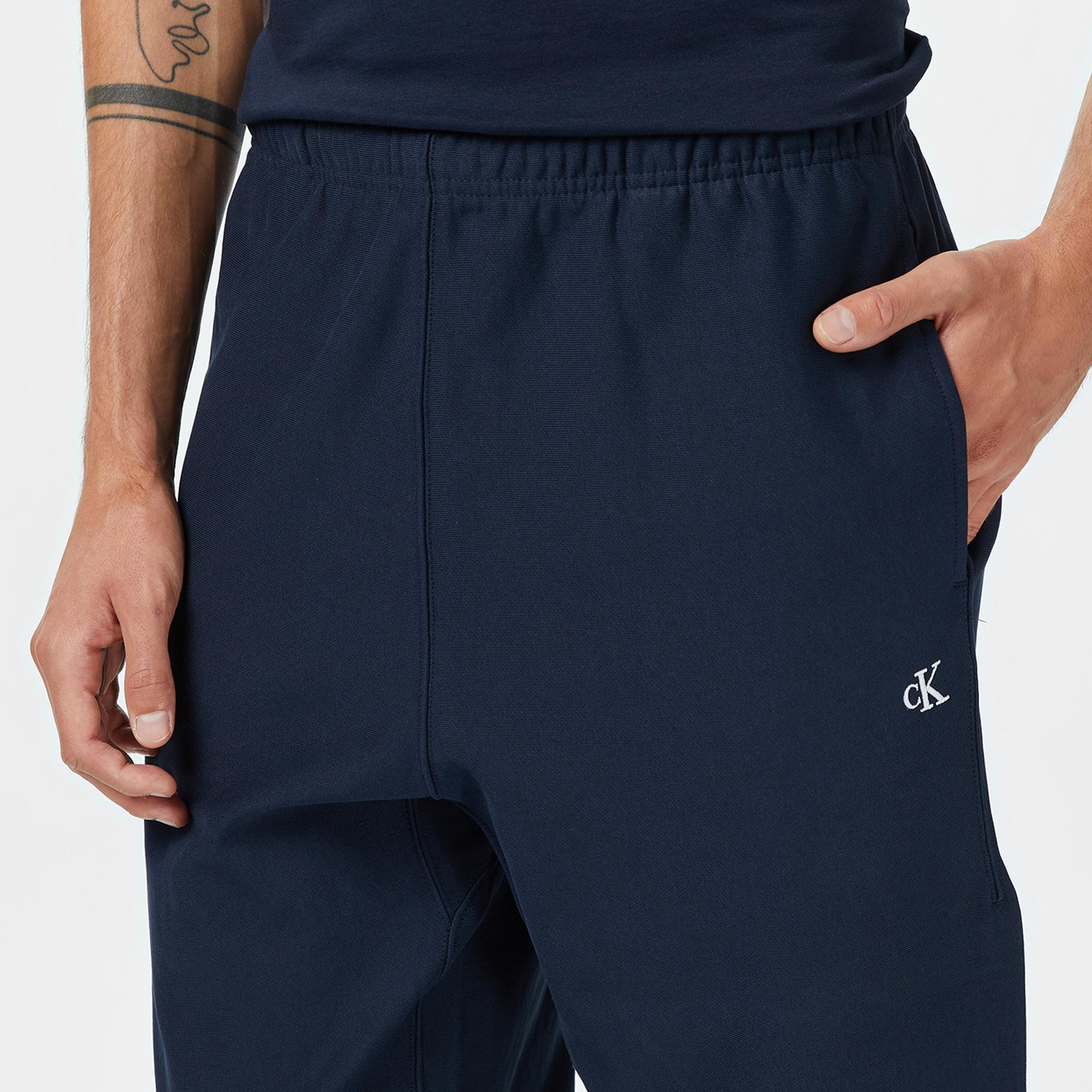 Calvin Klein Premium Terry Monogram Jogger Erkek Lacivert Eşofman Altı