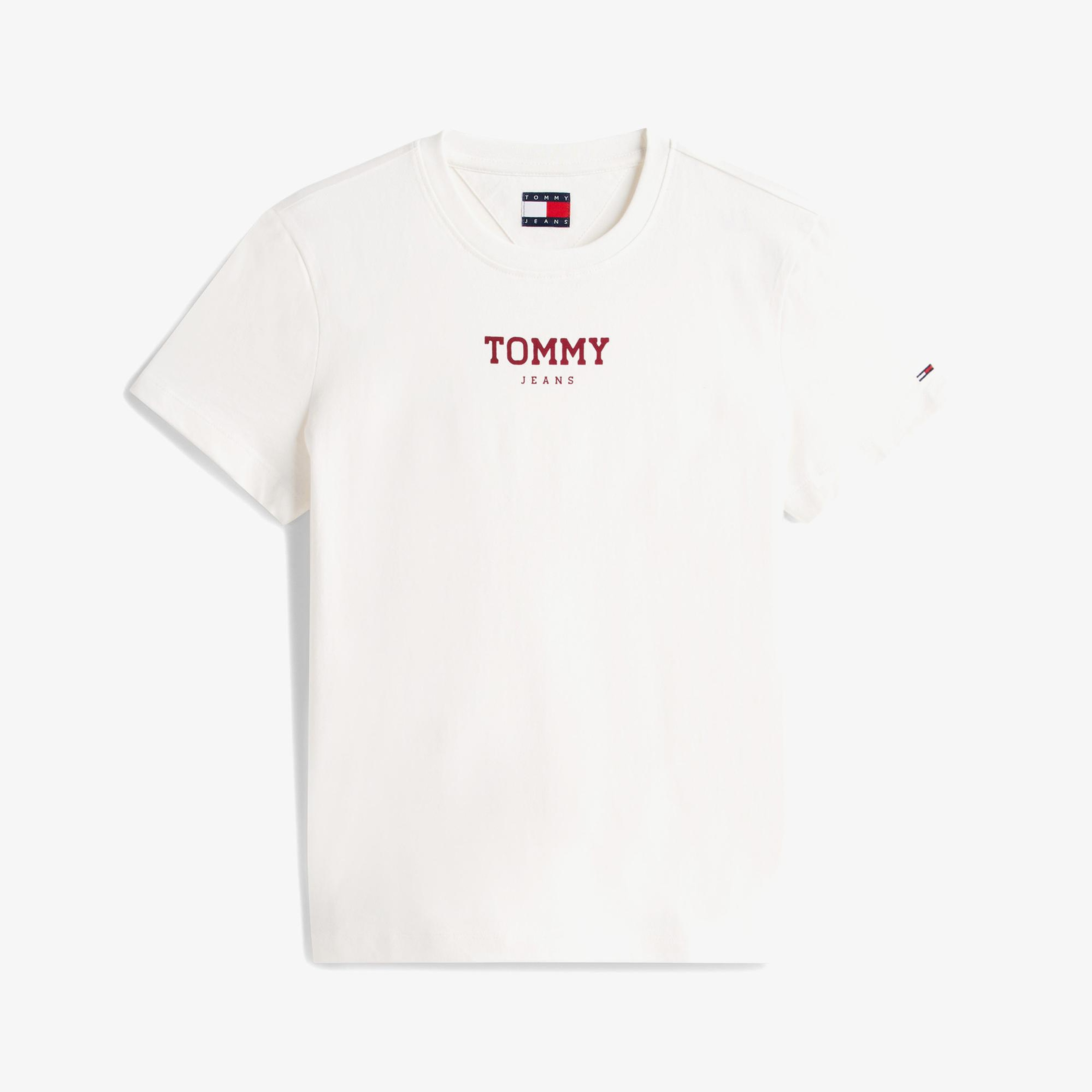Tommy Hilfiger Essential Logo Kadın Beyaz T-Shirt
