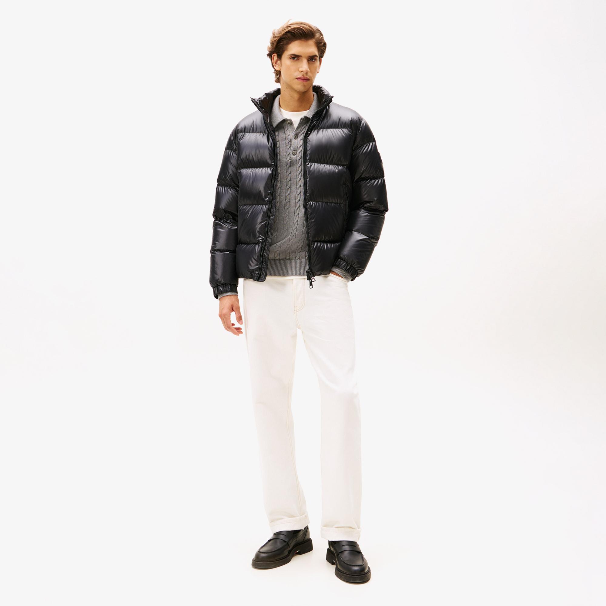 Tommy Hilfiger Shiny Down Stand Erkek Şişme Siyah Mont