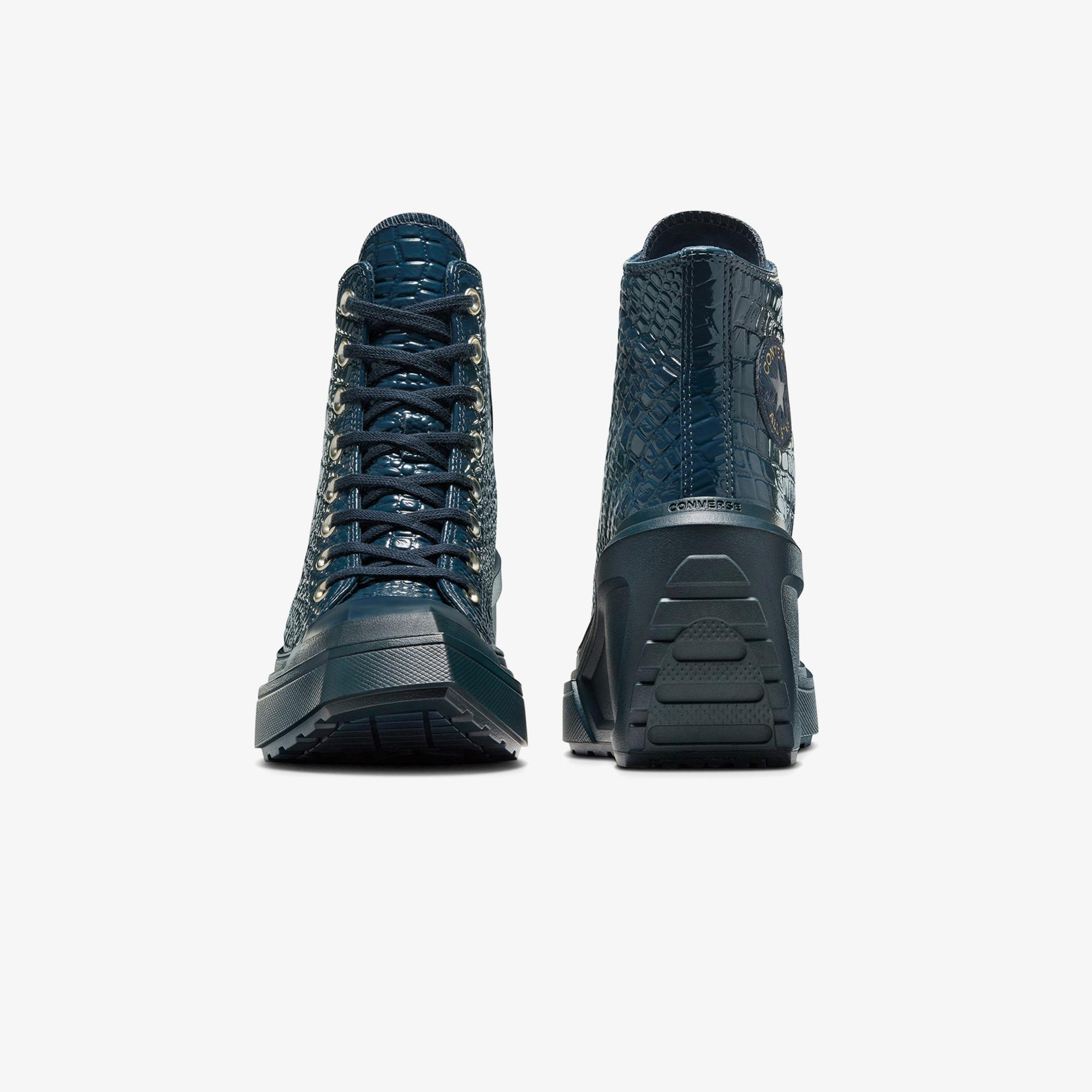 Converse Chuck 70 De Luxe Wedge Unisex Lacivert Deri Platform Sneaker