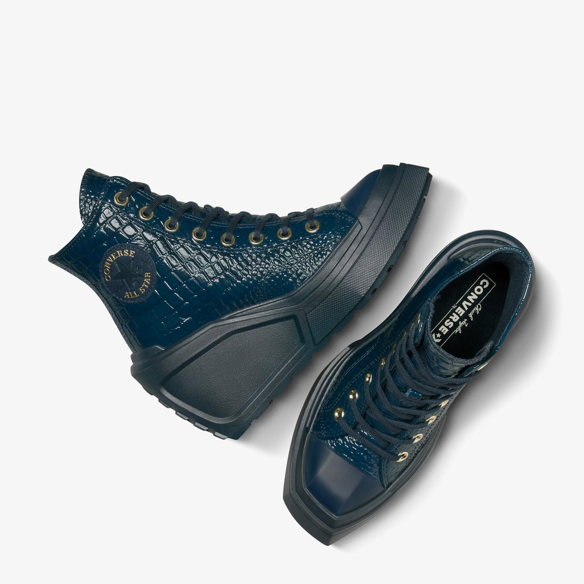 Converse Chuck 70 De Luxe Wedge Unisex Lacivert Deri Platform Sneaker