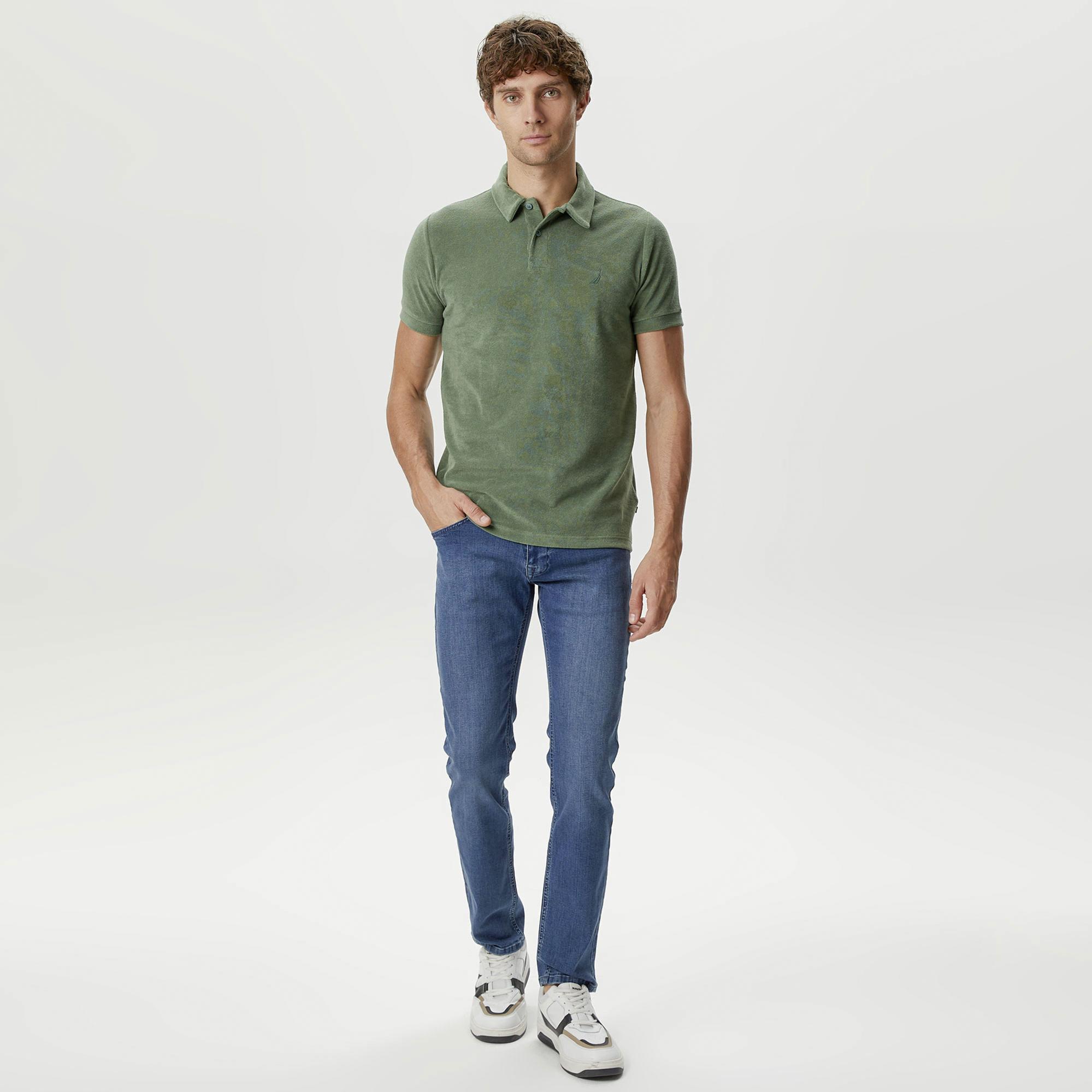 Nautica Erkek Yeşil Classic Fit Kısa Kollu Polo Yaka T-Shirt