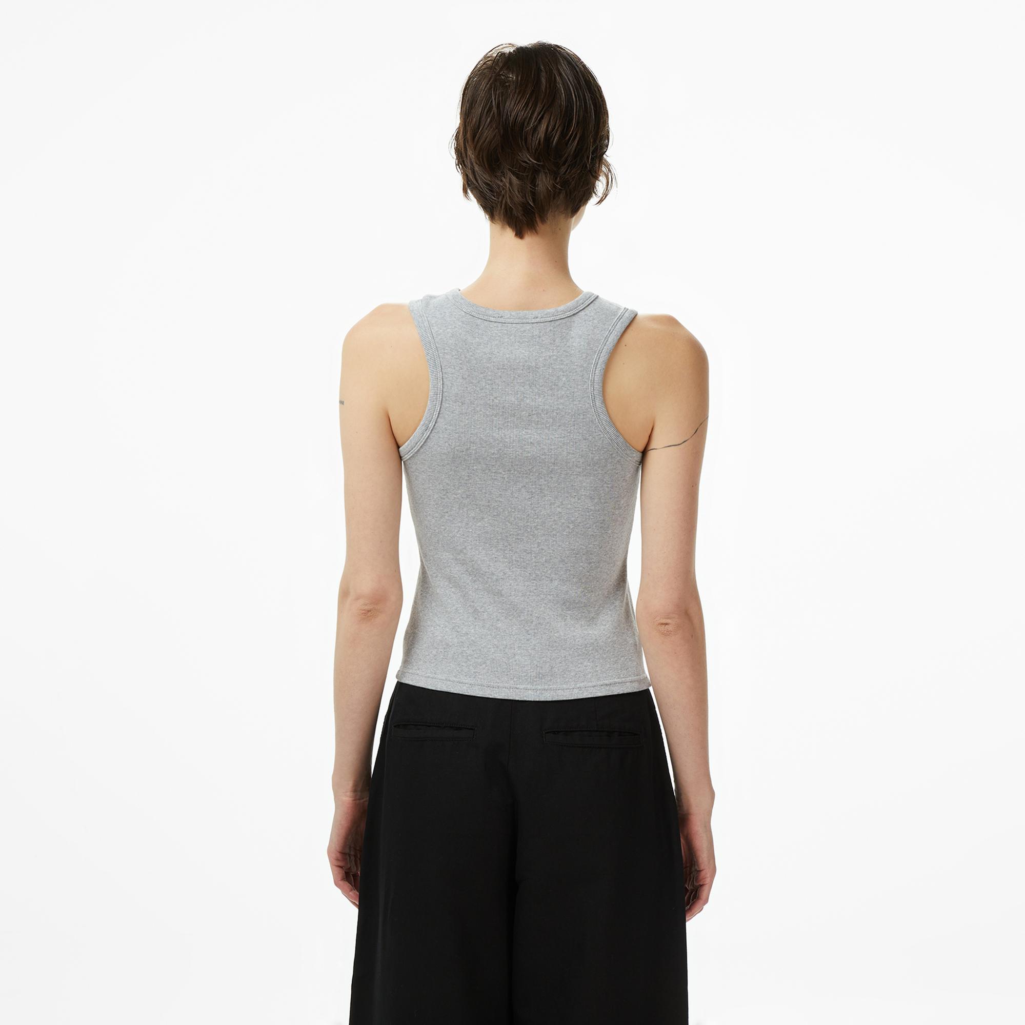 Calvin Klein Woven Label Cotton Kadın Gri T-Shirt