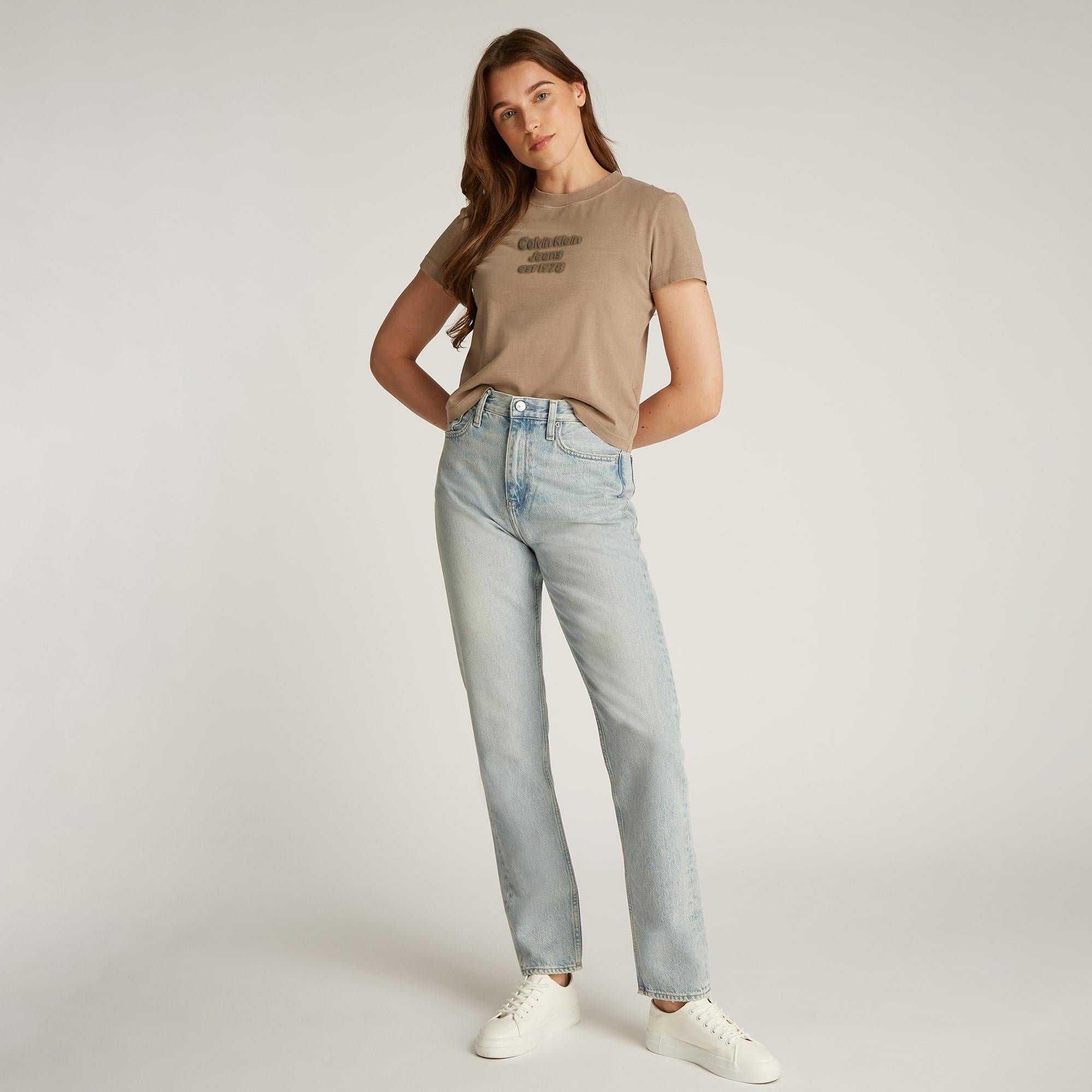 Calvin Klein Authentic Slim Straight Kadın Mavi Jean
