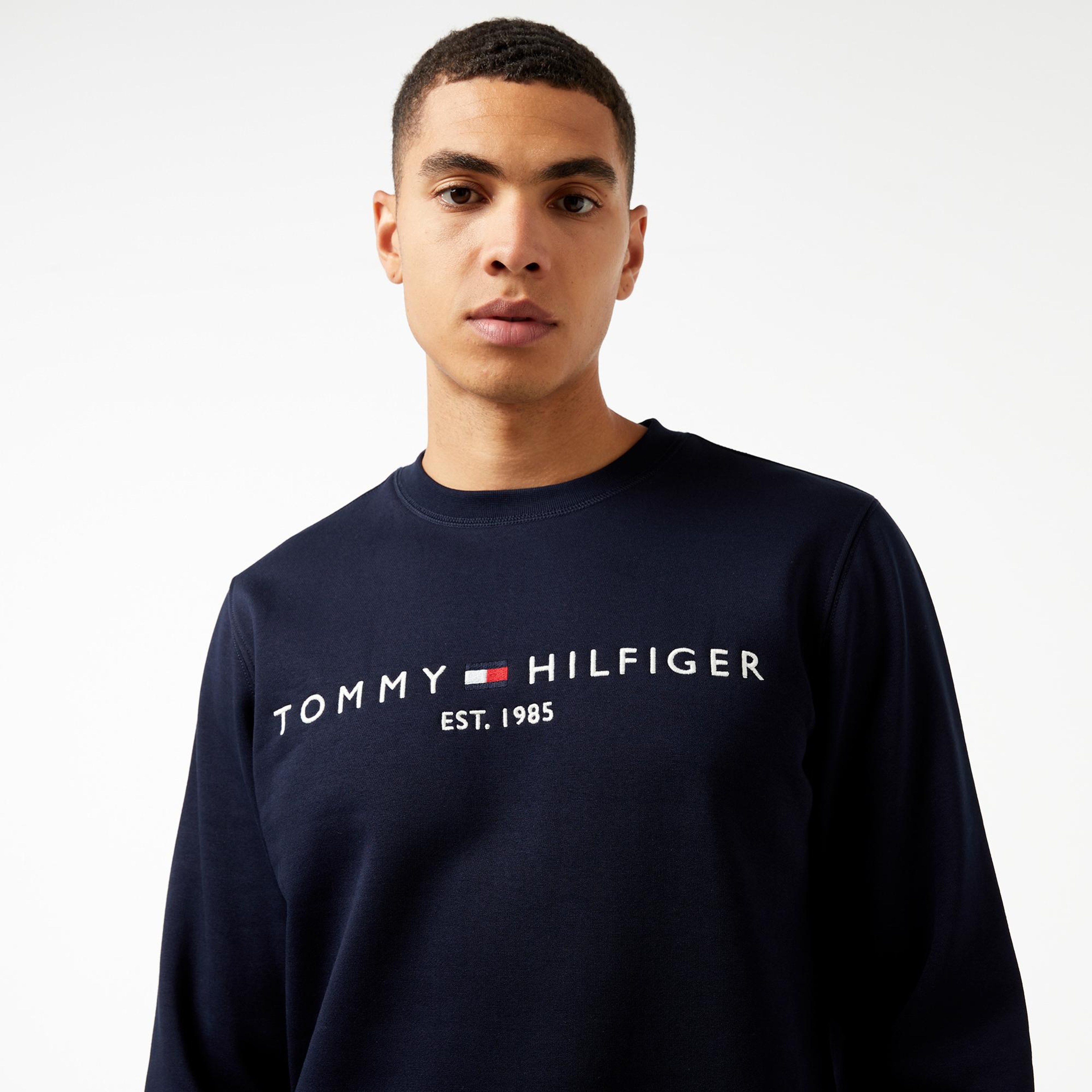 Tommy Hilfiger Tommy Logo Erkek Lacivert Sweatshirt