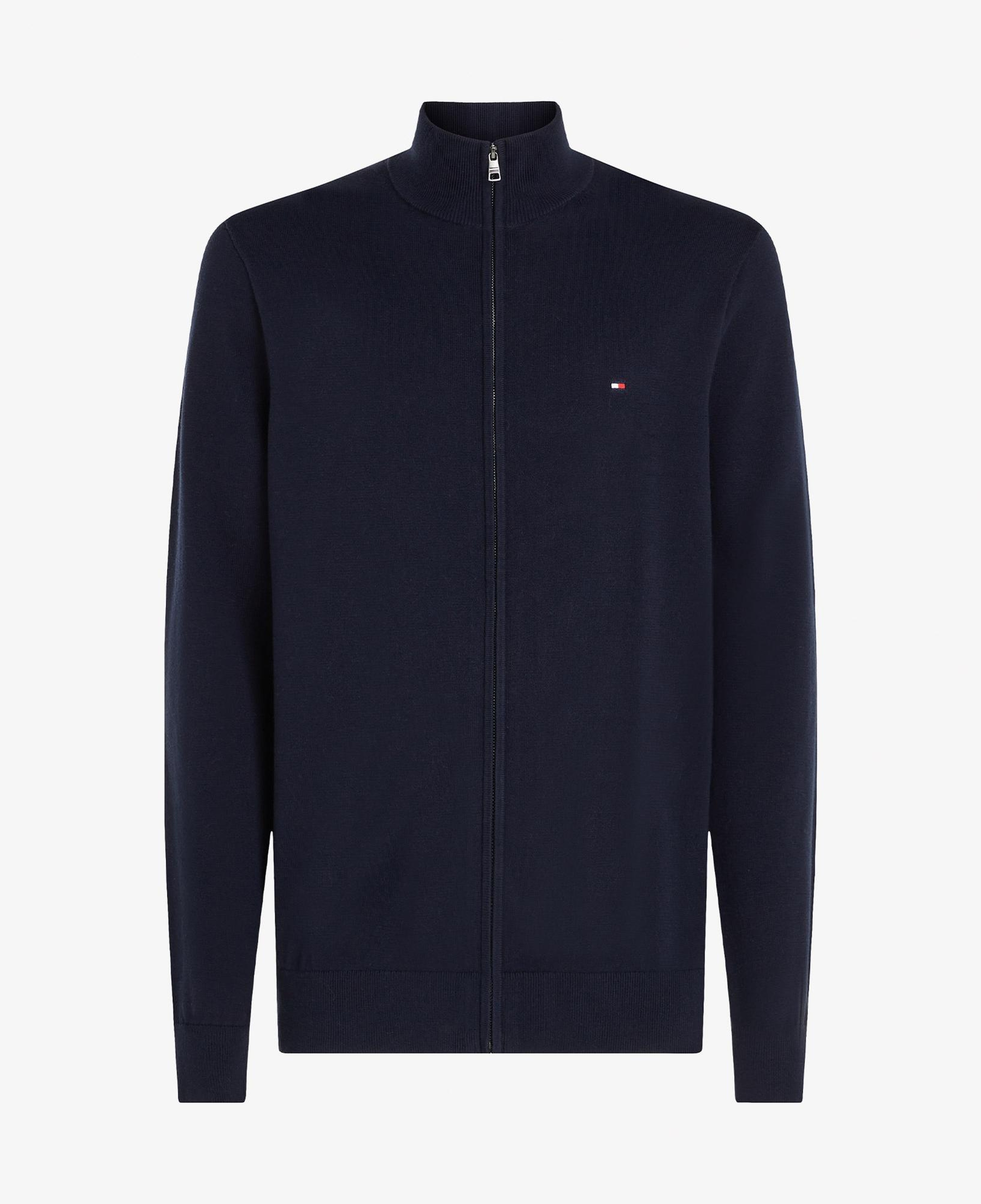 Tommy Hilfiger Essential Cotton Zip Erkek Lacivert Triko Hırka