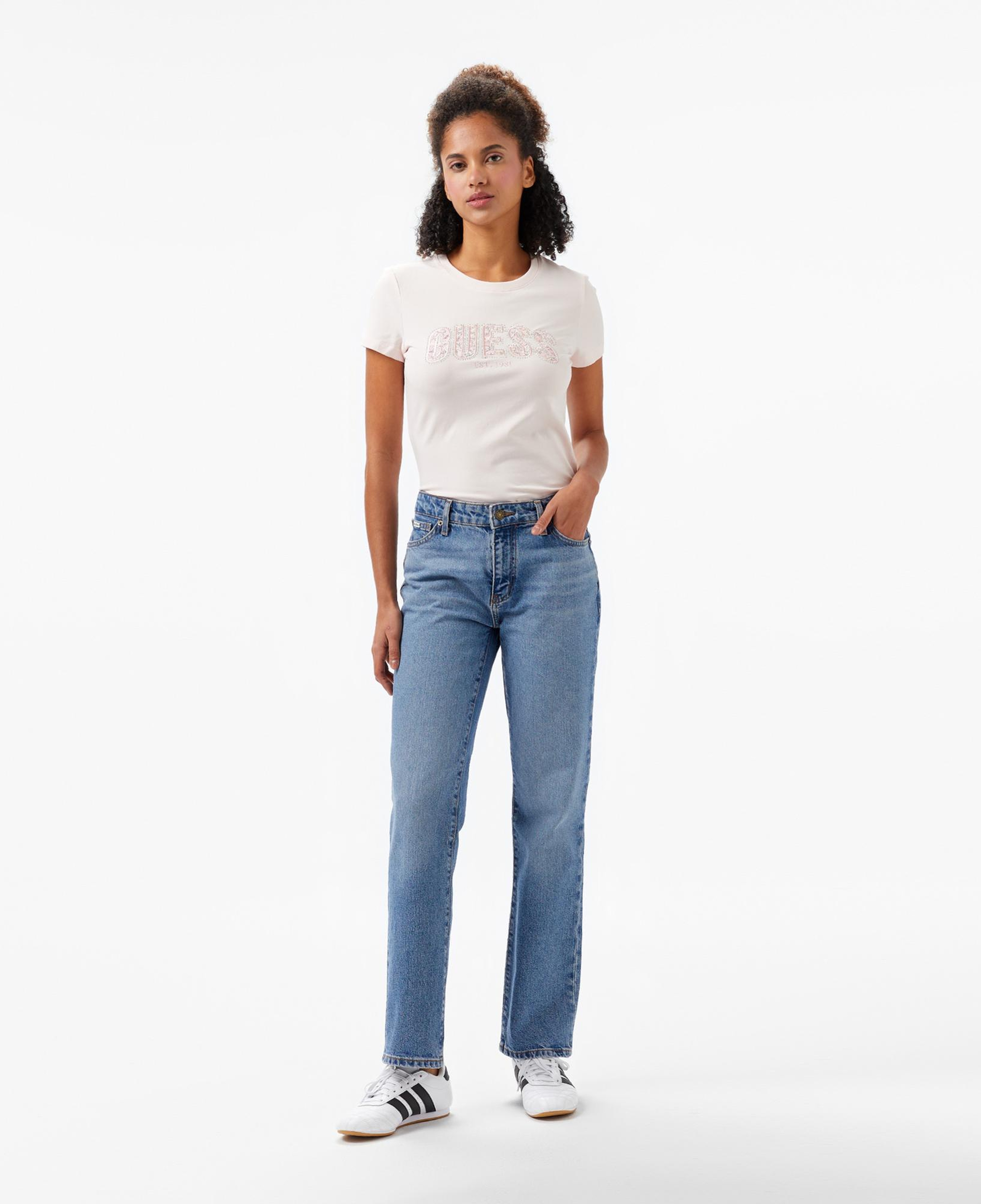 Guess Logo Kadın Beyaz T-Shirt