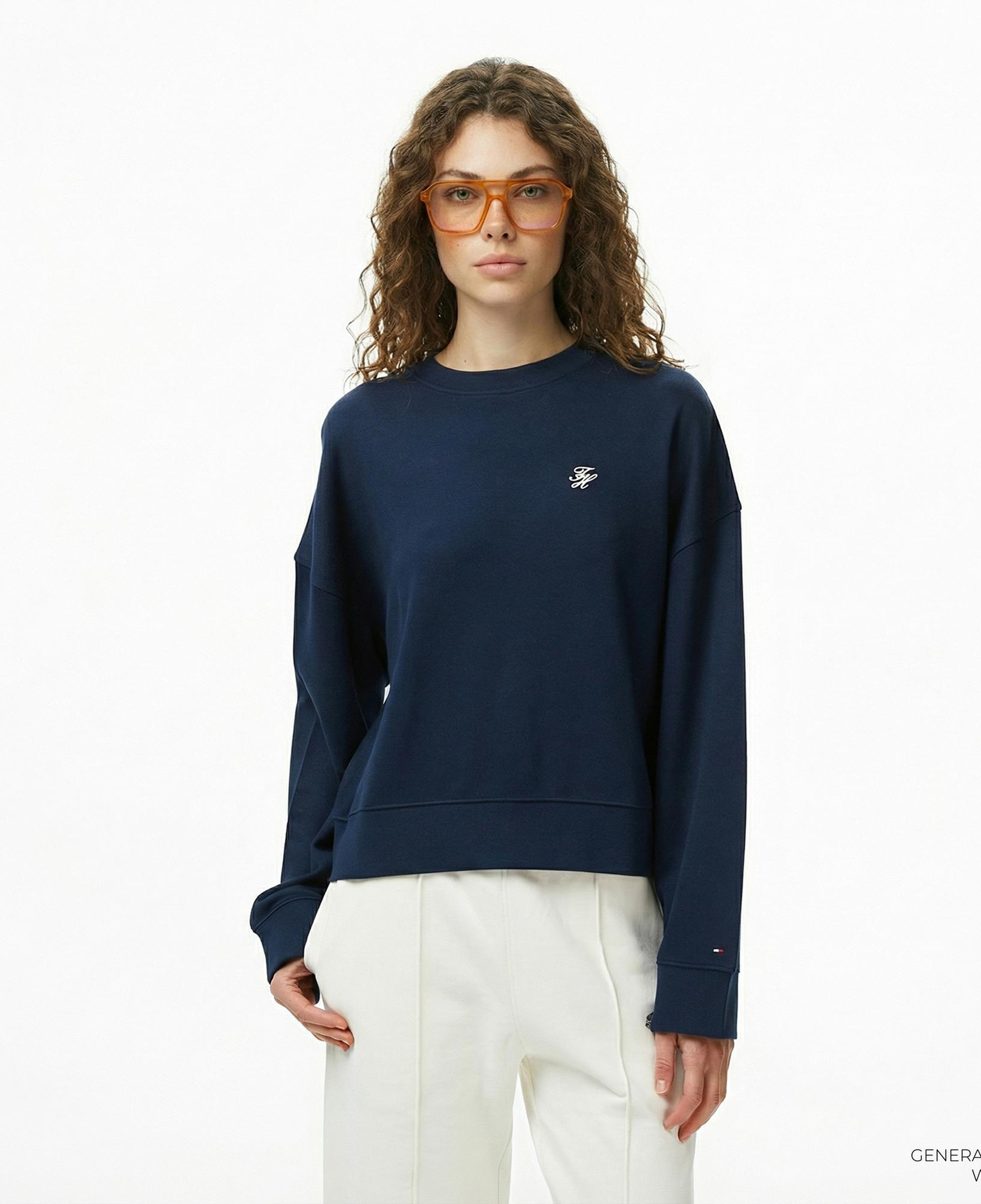 Tommy Hilfiger Script Pique Kadın Lacivert Hoodie