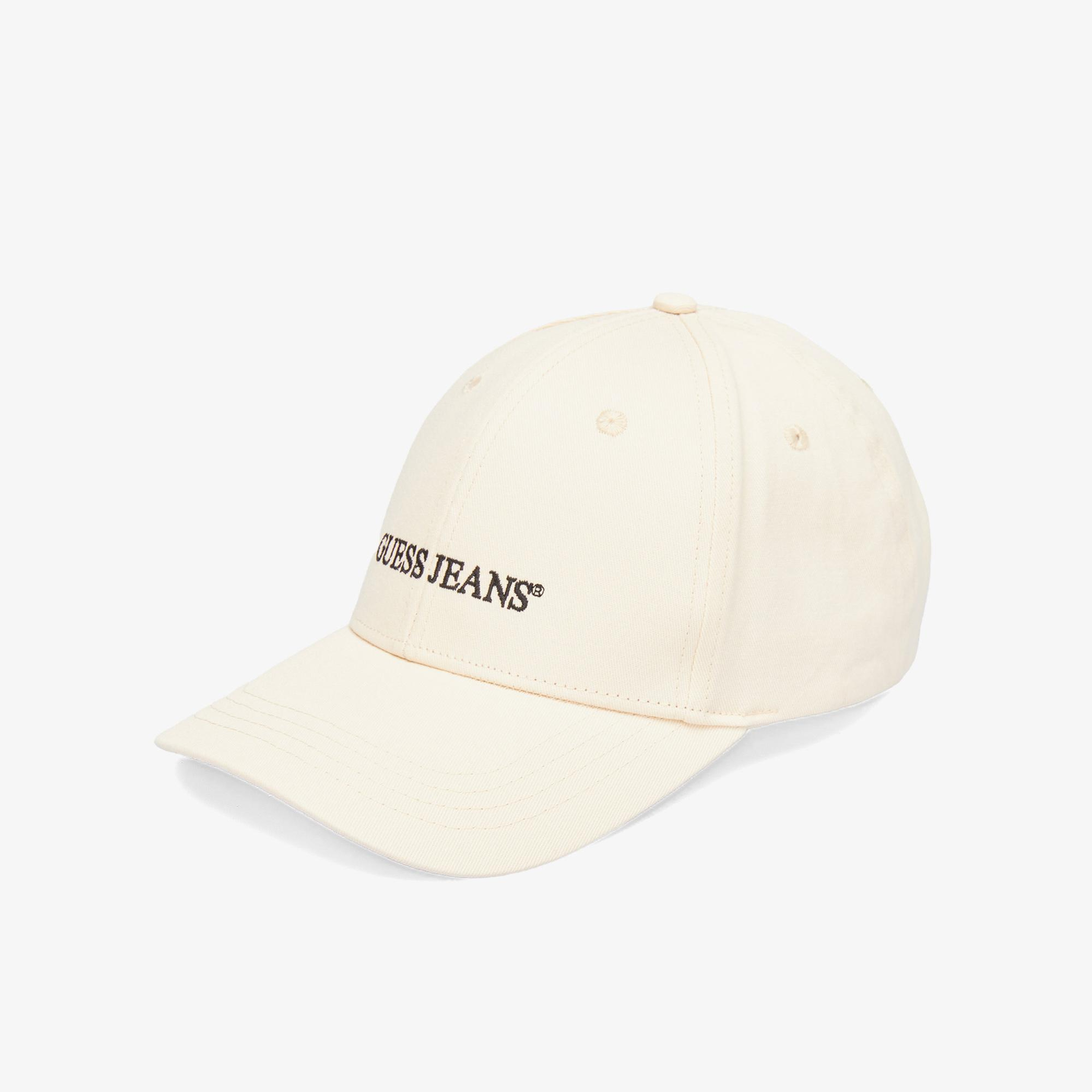 Guess 3D Embro Baseball Canvas Twill Unisex Krem Rengi Şapka