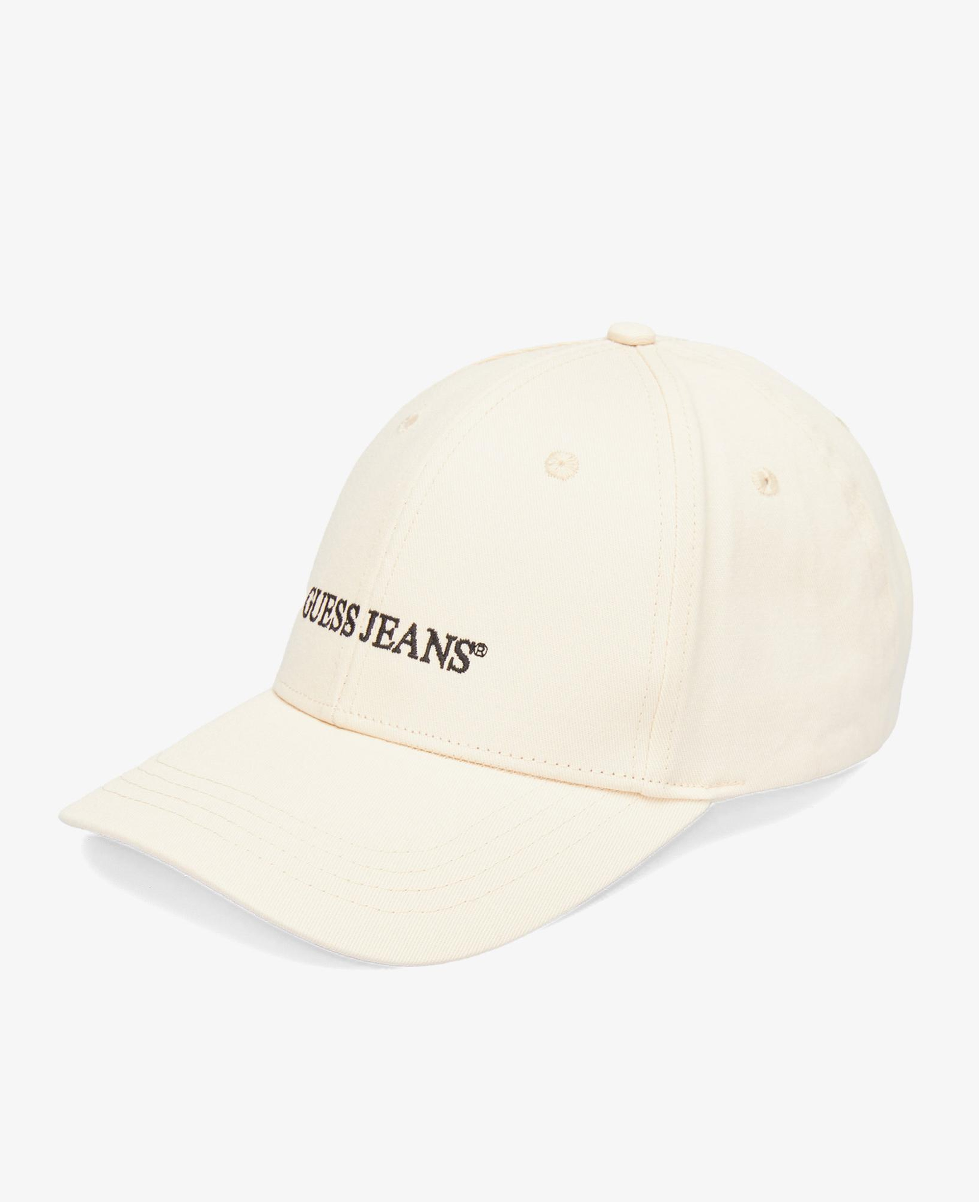 Guess 3D Embro Baseball Canvas Twill Unisex Krem Rengi Şapka