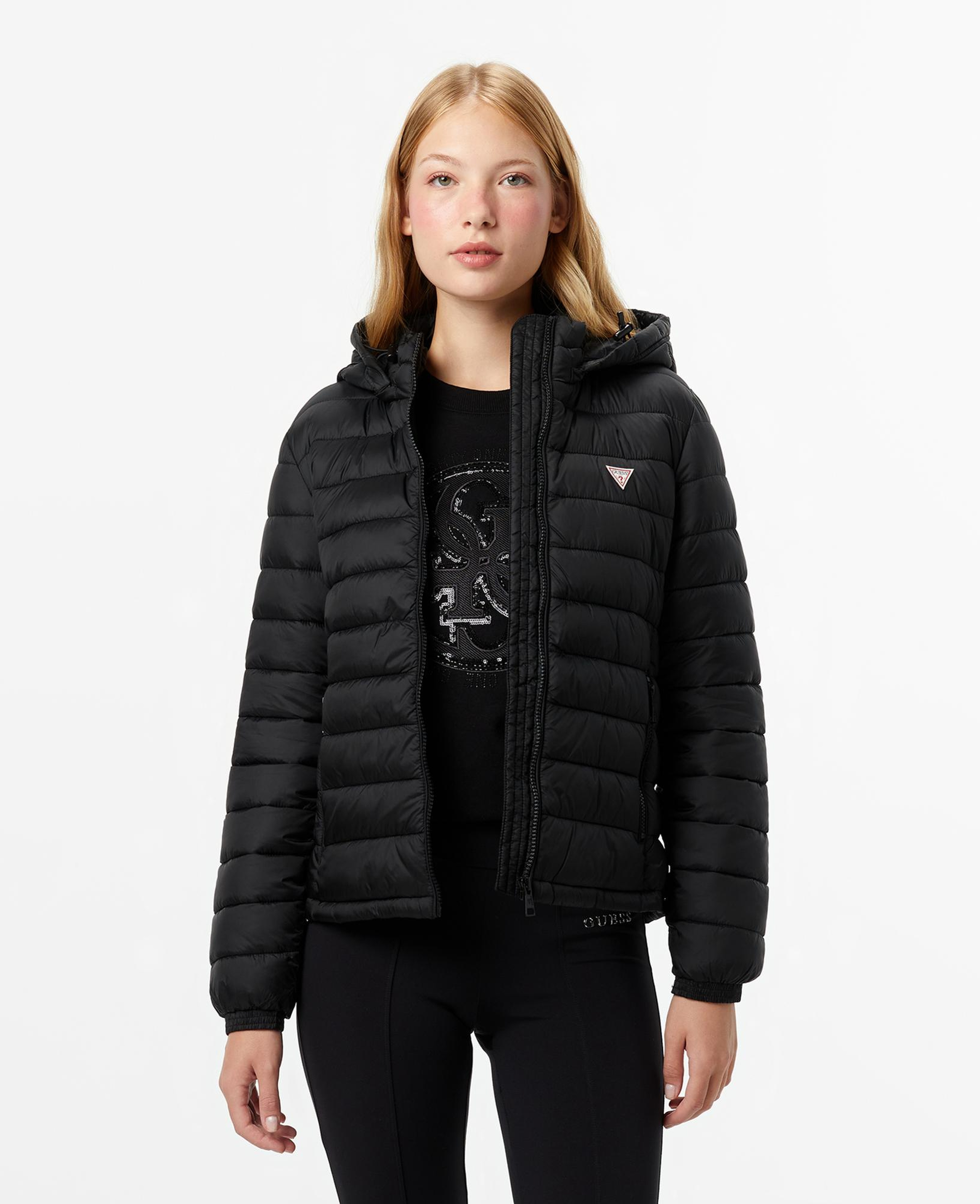 Guess Hooded Kadın Siyah Mont