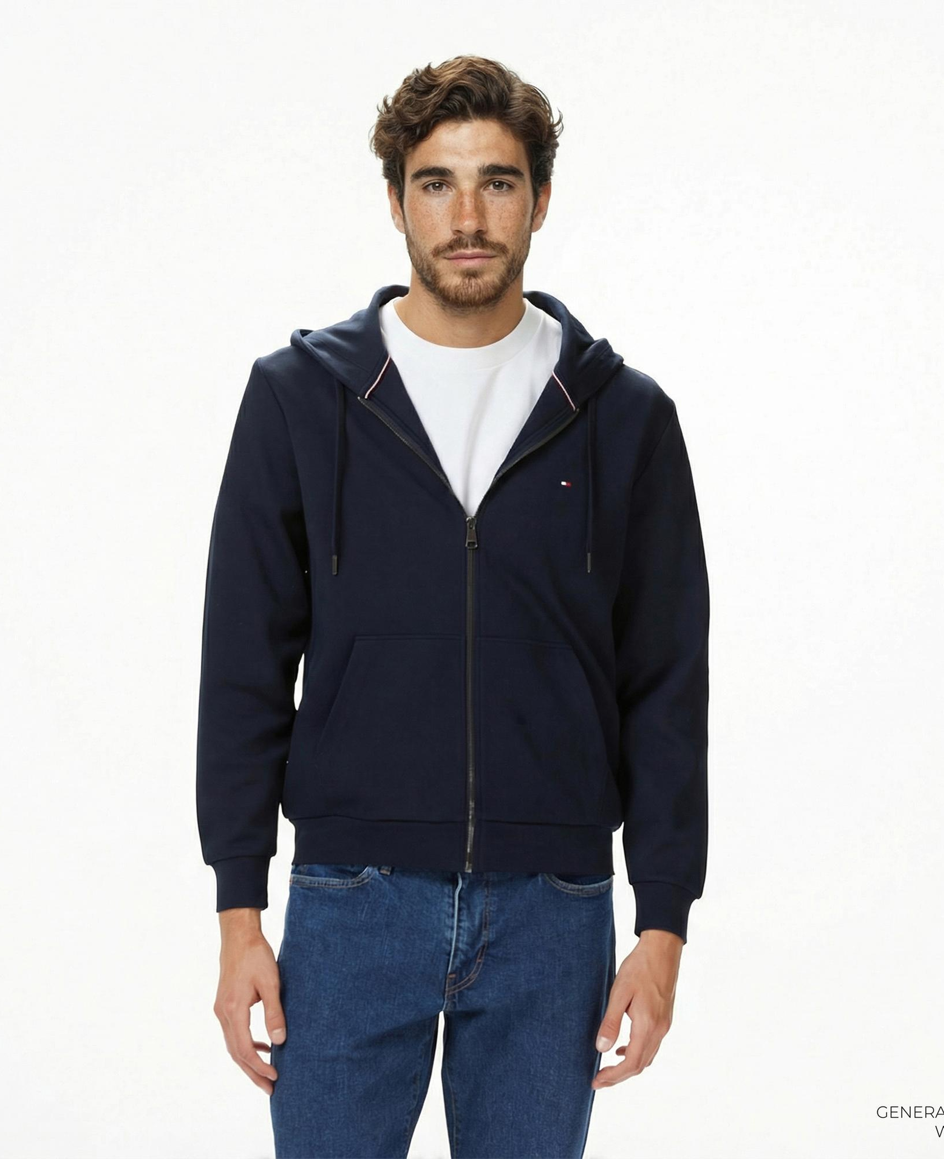 Tommy Hilfiger Essential İntechno Through Erkek Lacivert Kapüşonlu Ceket