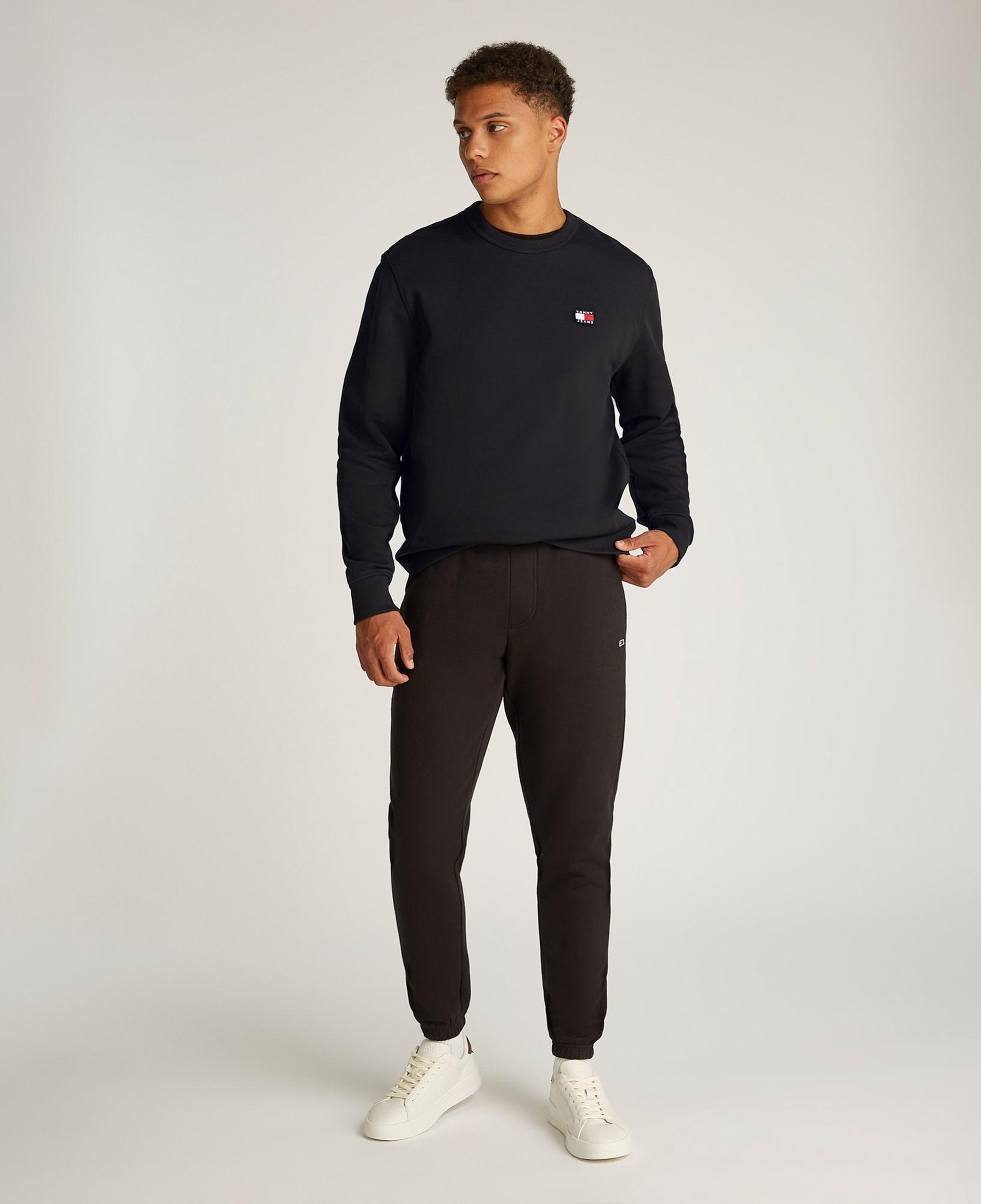 Tommy Jeans Reg Badge Crew Ext Erkek Siyah Sweatshirt