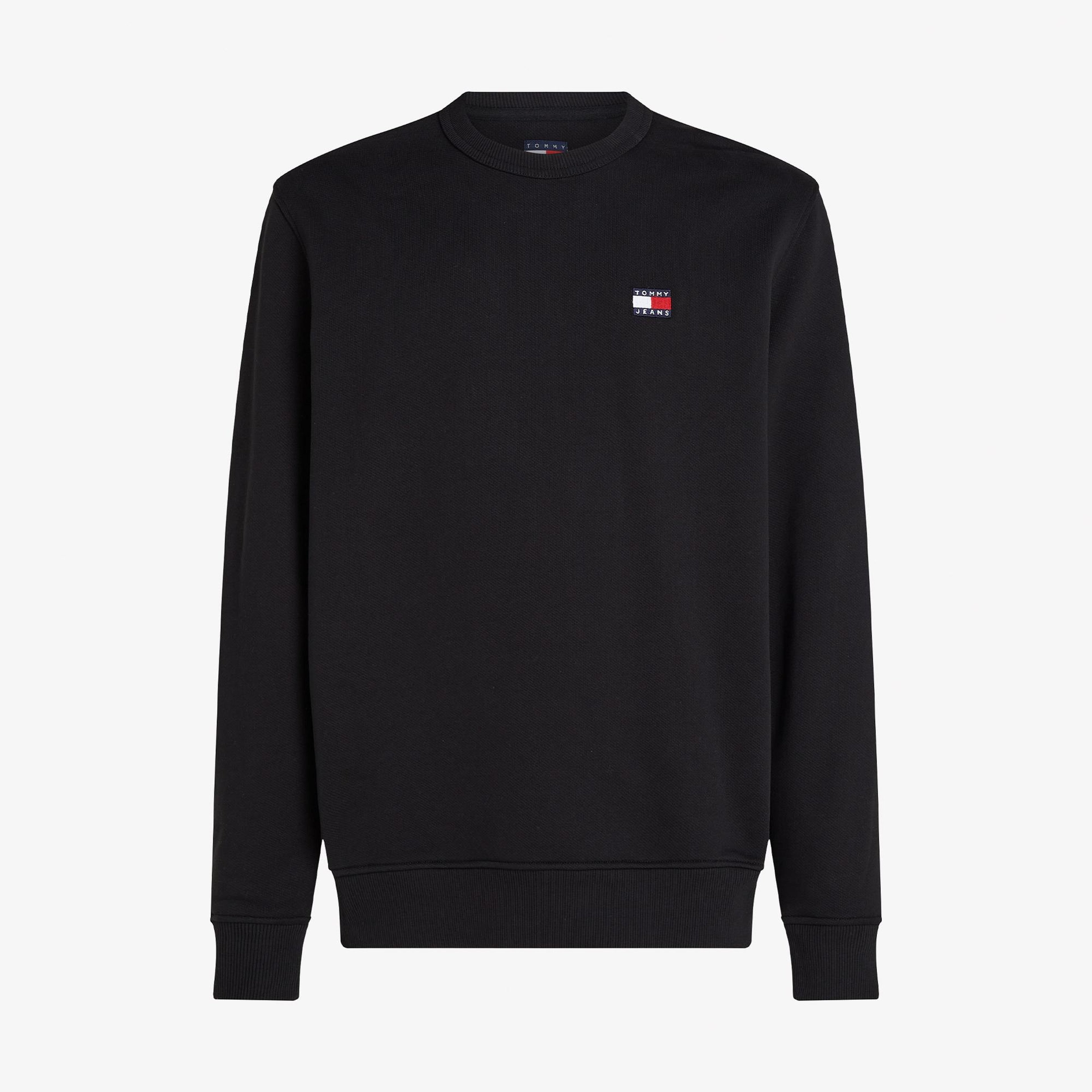 Tommy Jeans Reg Badge Crew Ext Erkek Siyah Sweatshirt